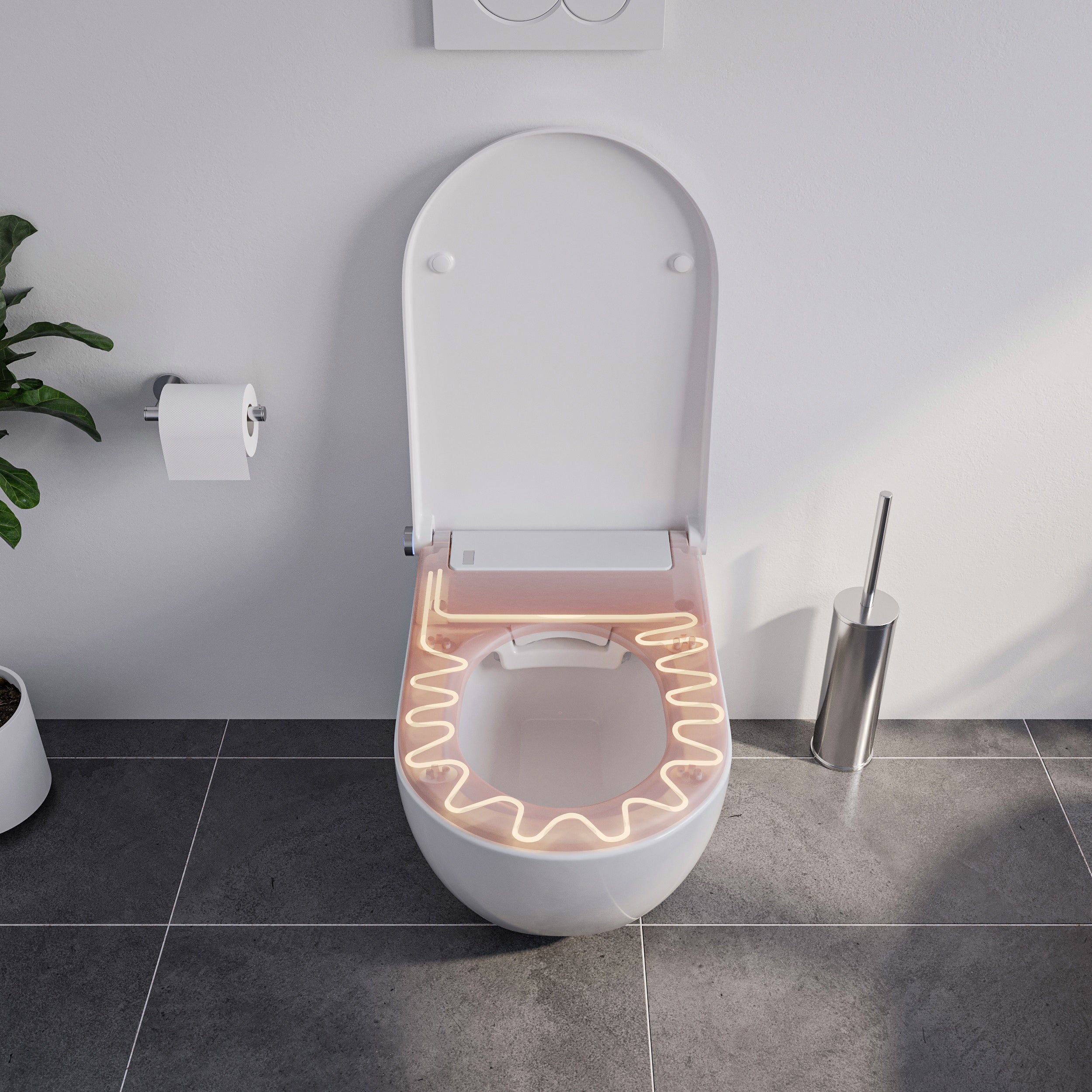 Hangend toiletset: Douche-wc PREMIUM 1102 met Geberit Duofix voorwandmodule