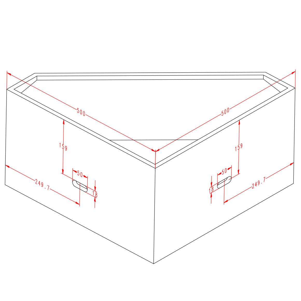 Hoekwastafel in Solid Surface TWG70