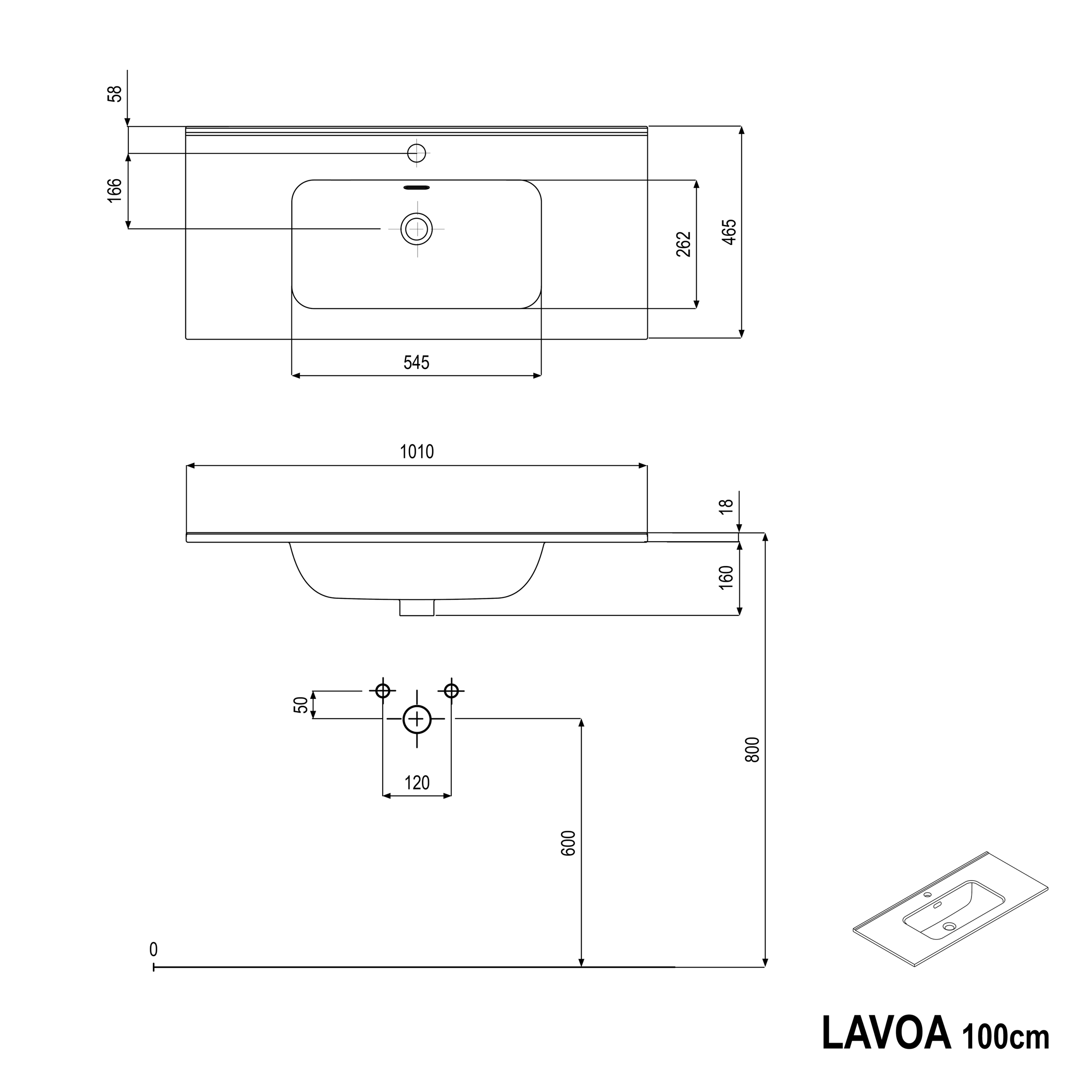 Wastafelonderbouw LAVOA 100 cm