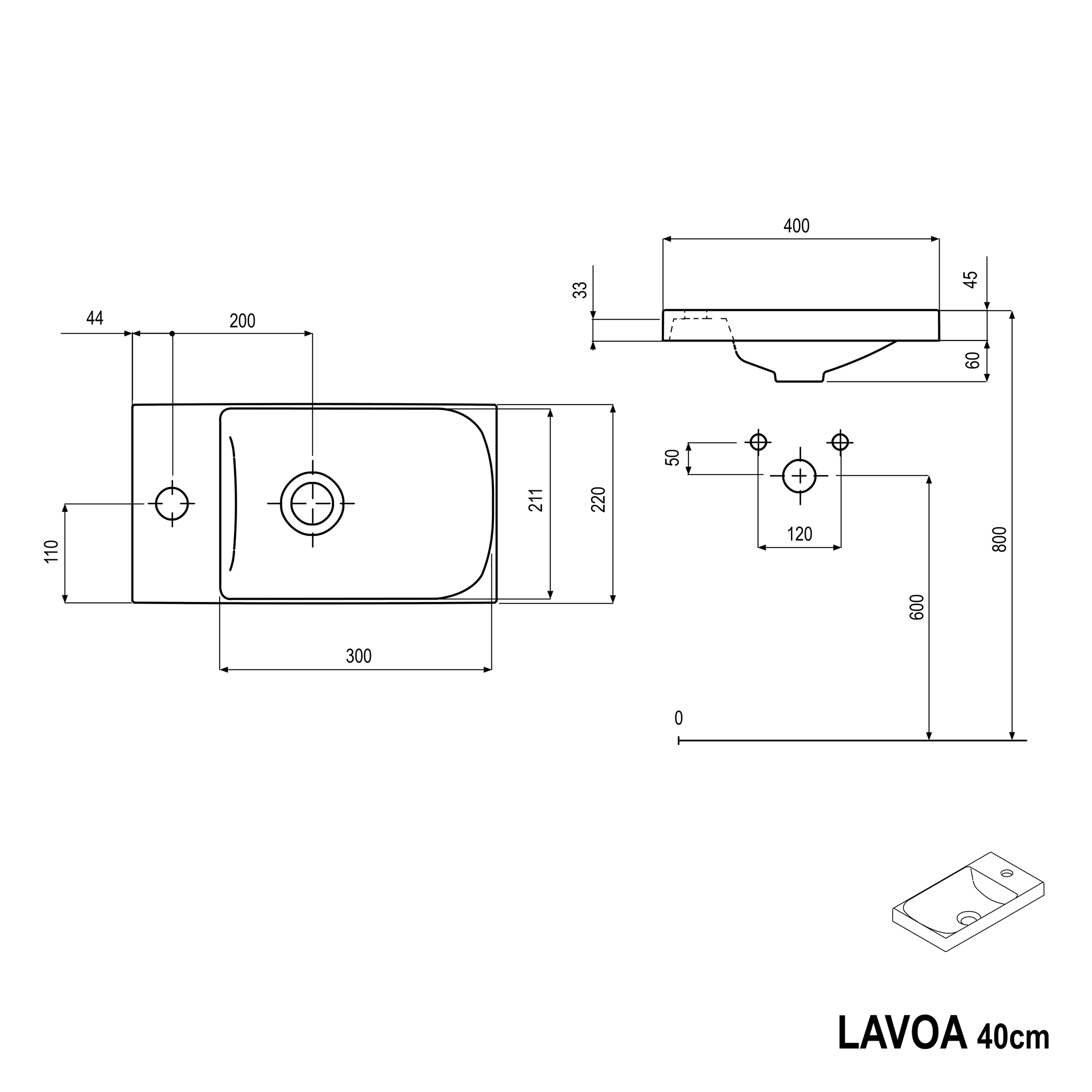 Wastafelkast LAVOA 40 cm