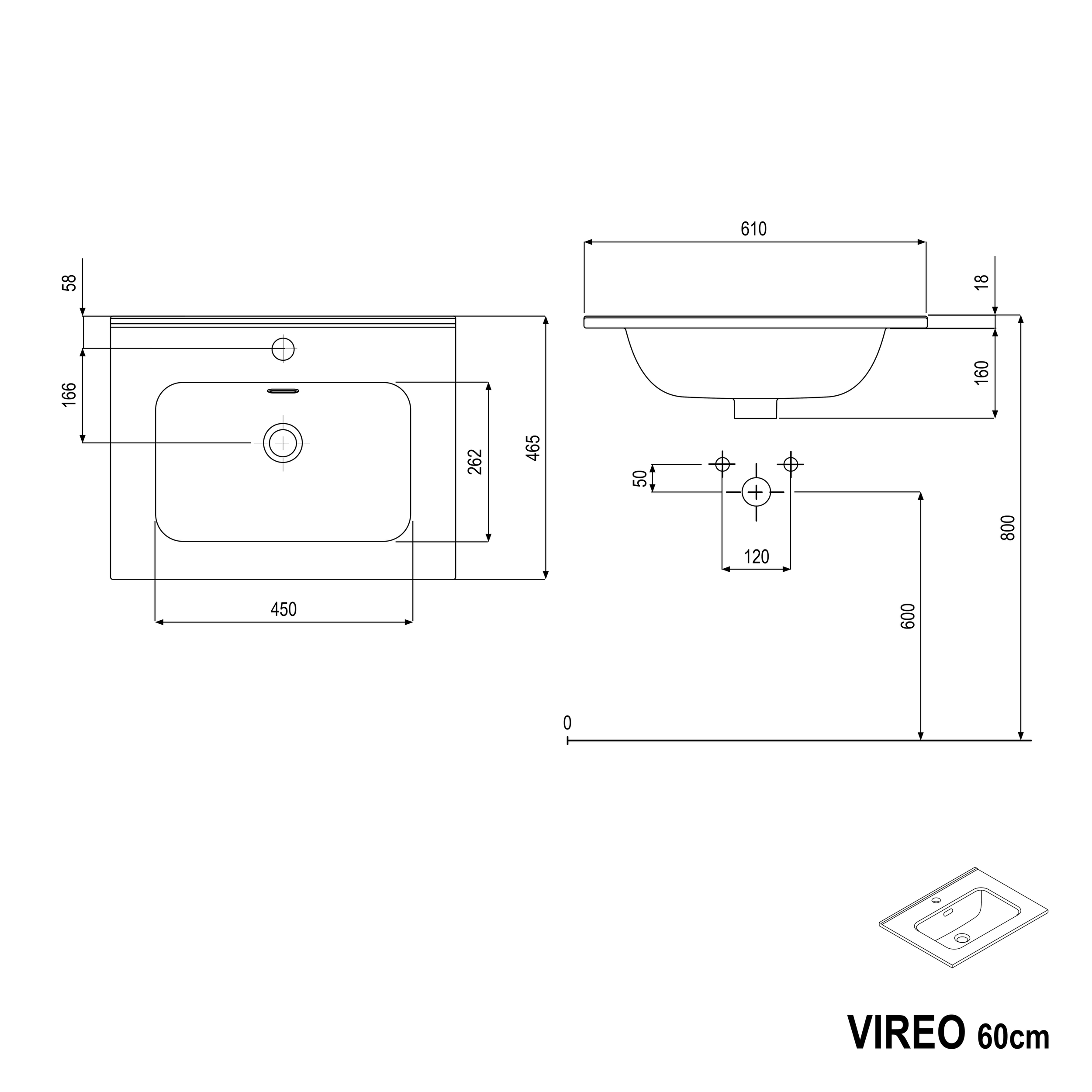 Wastafelonderbouw VIREO 60 cm