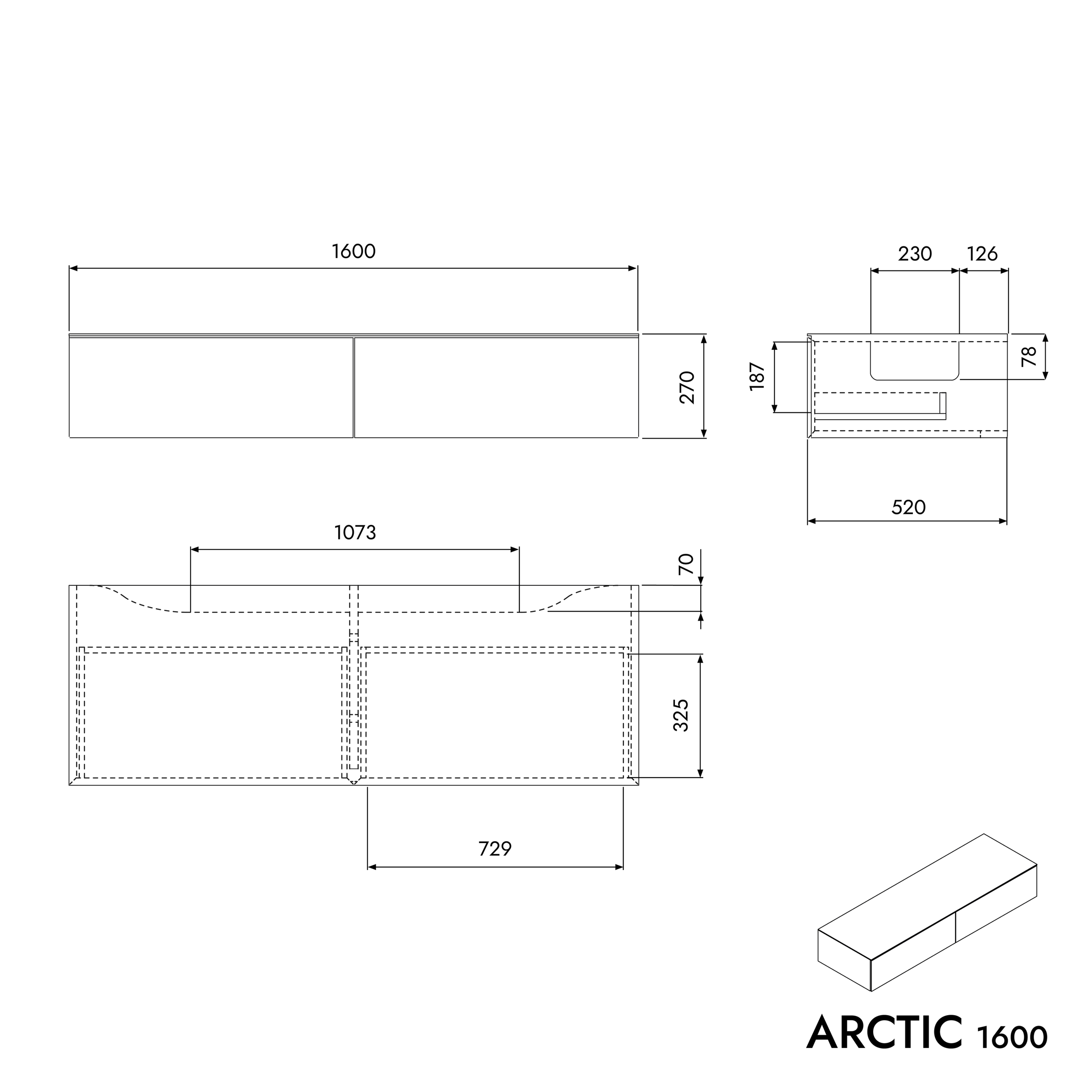 Wastafelonderkast ARCTIC 1600