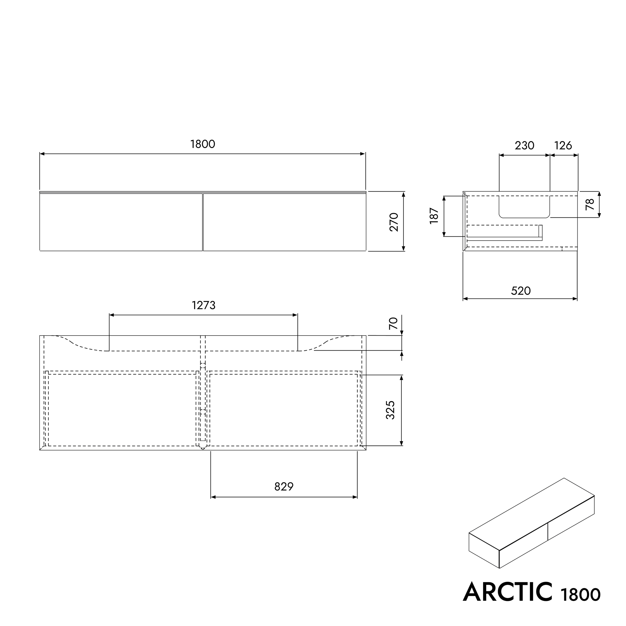 Wastafelonderkast ARCTIC 1800