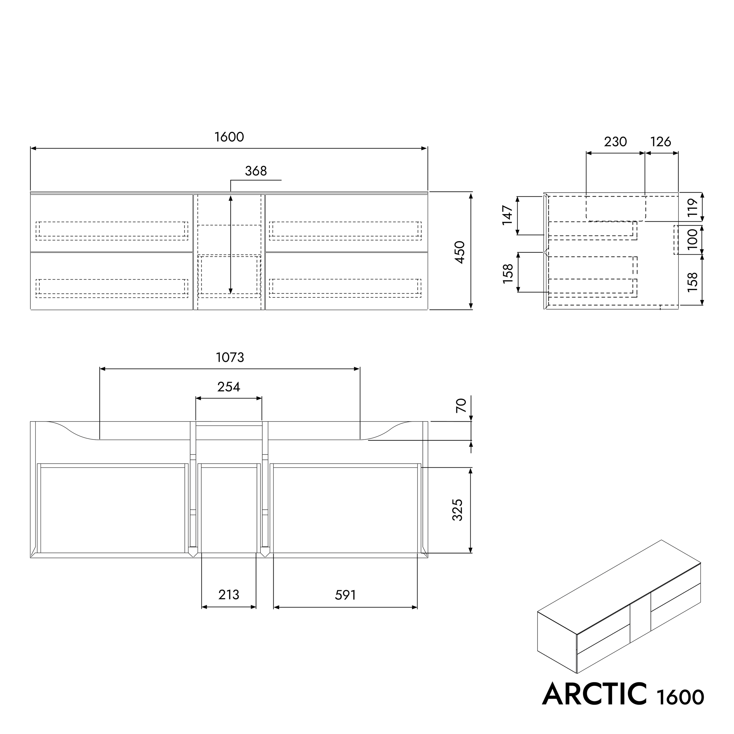Wastafelonderkast ARCTIC 1600