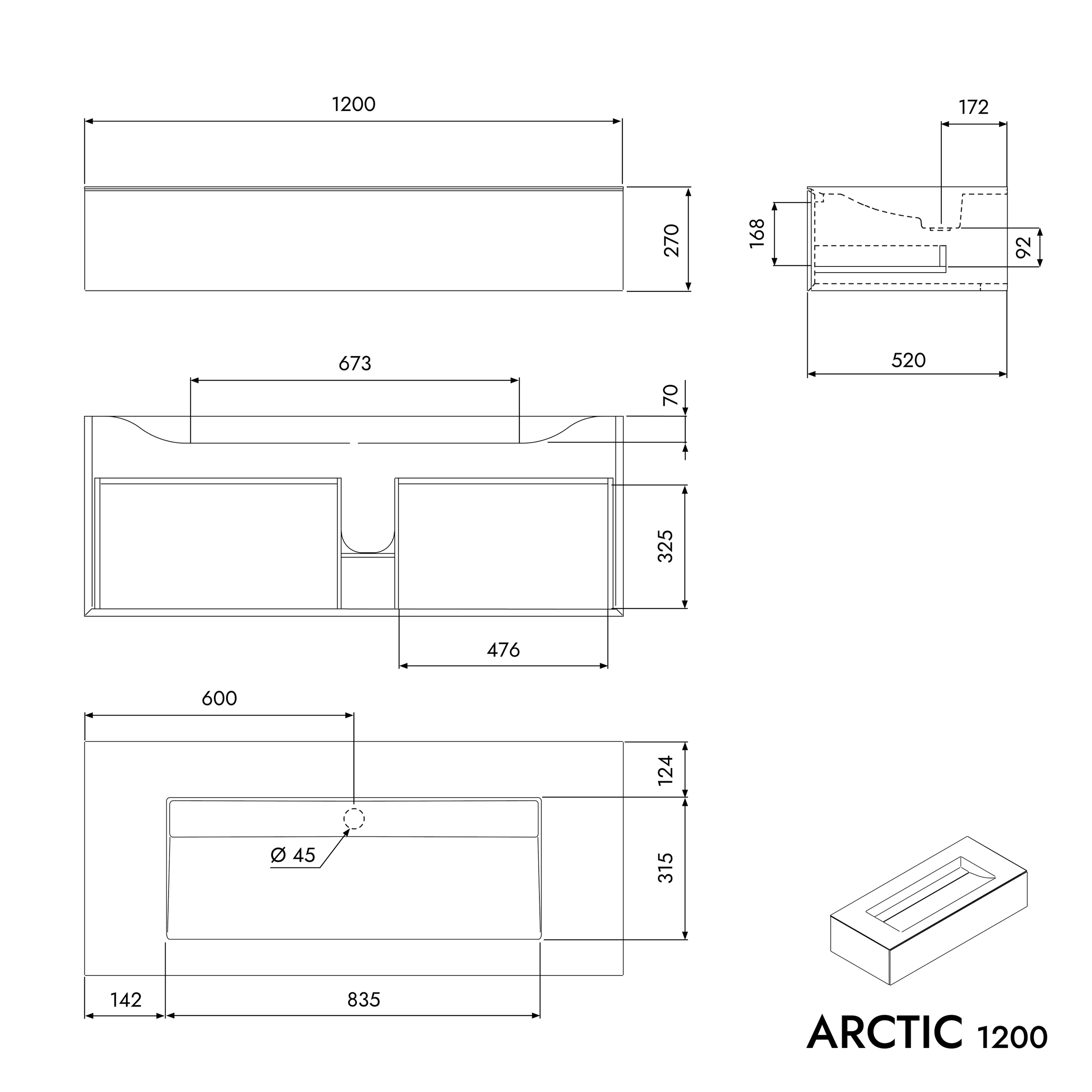 Wastafelonderkast ARCTIC 1200