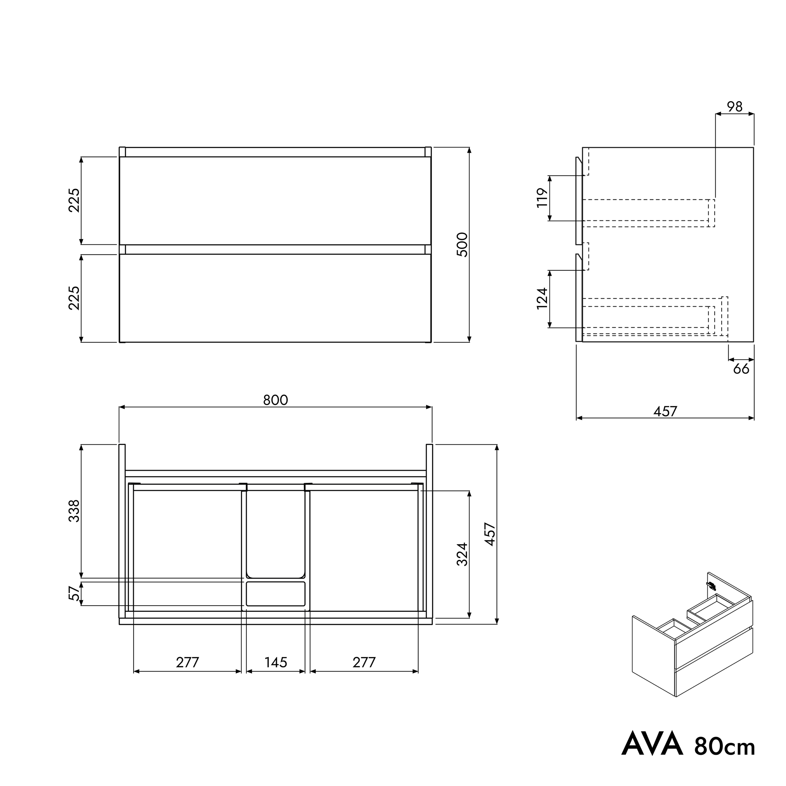 Badkamermeubel onderkast AVA 80 cm