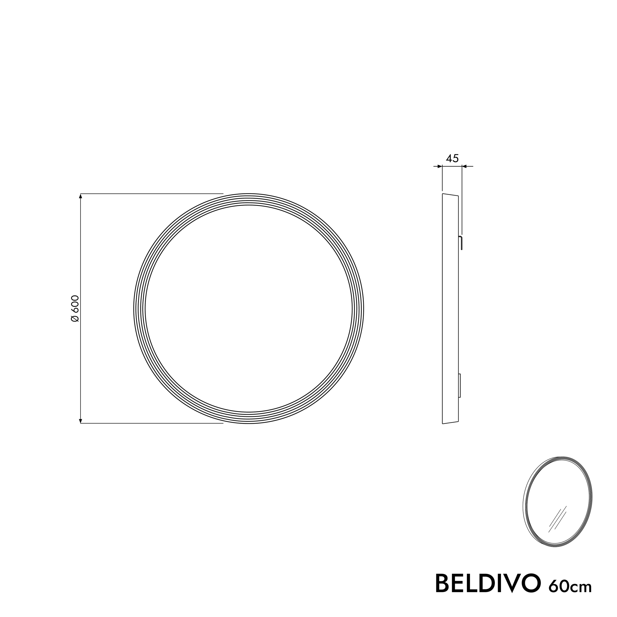 Badmeubel set BELDIVO 60 cm met wastafel