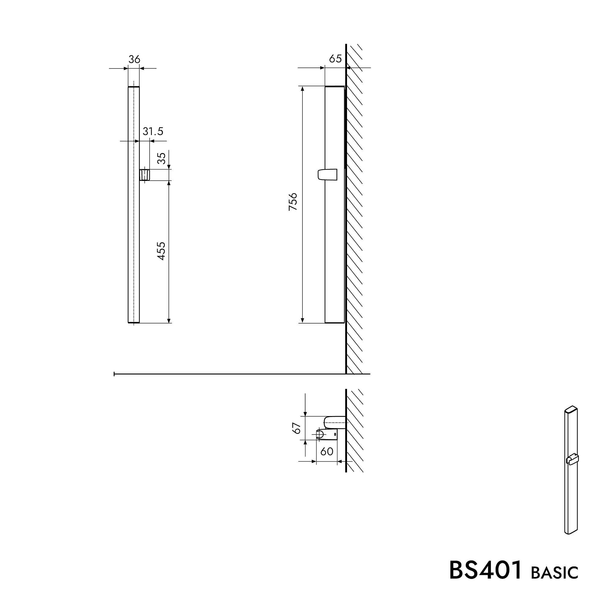 Doucheglijstang BS401 BASIC