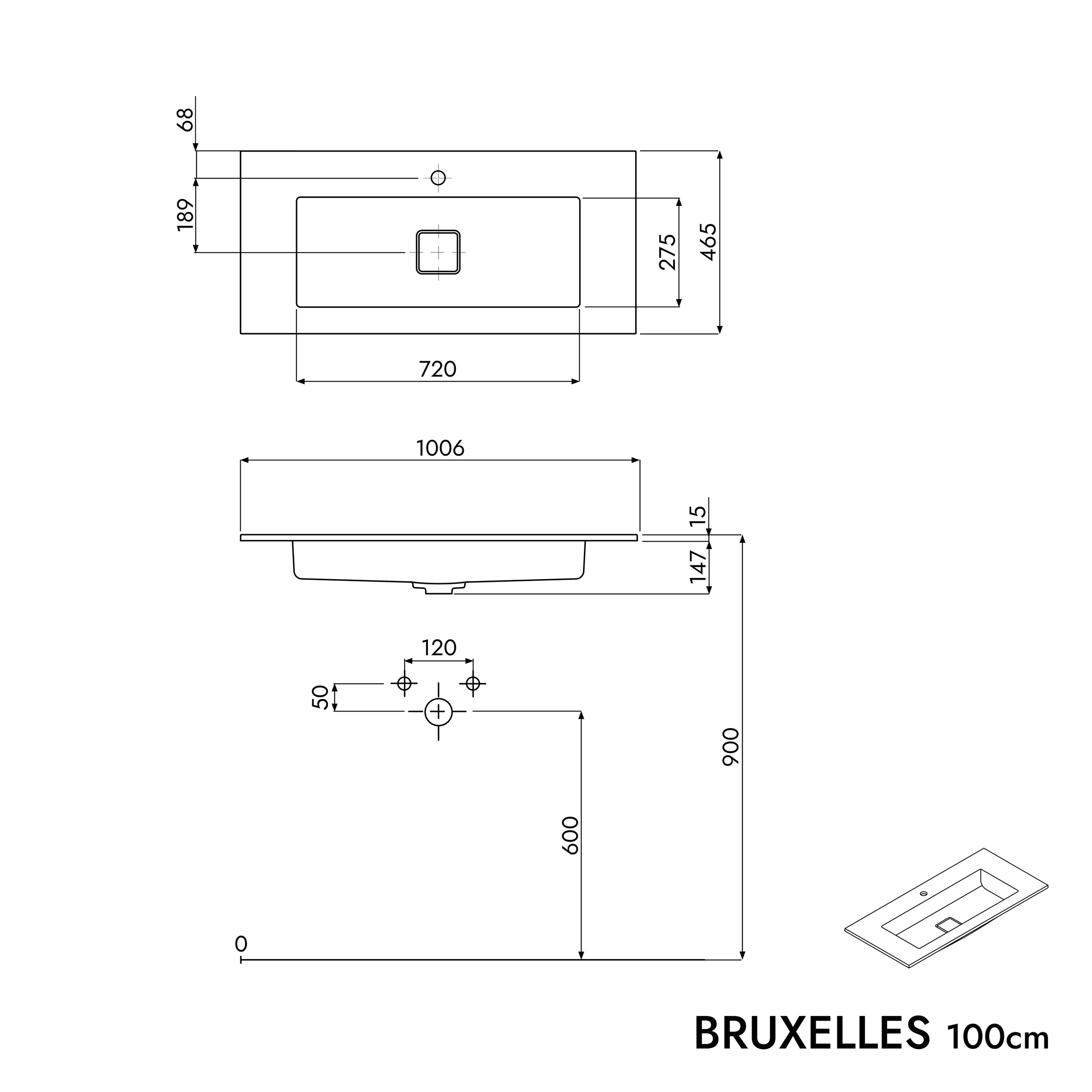 Badkamermeubel onderkast LAVOA 100 cm