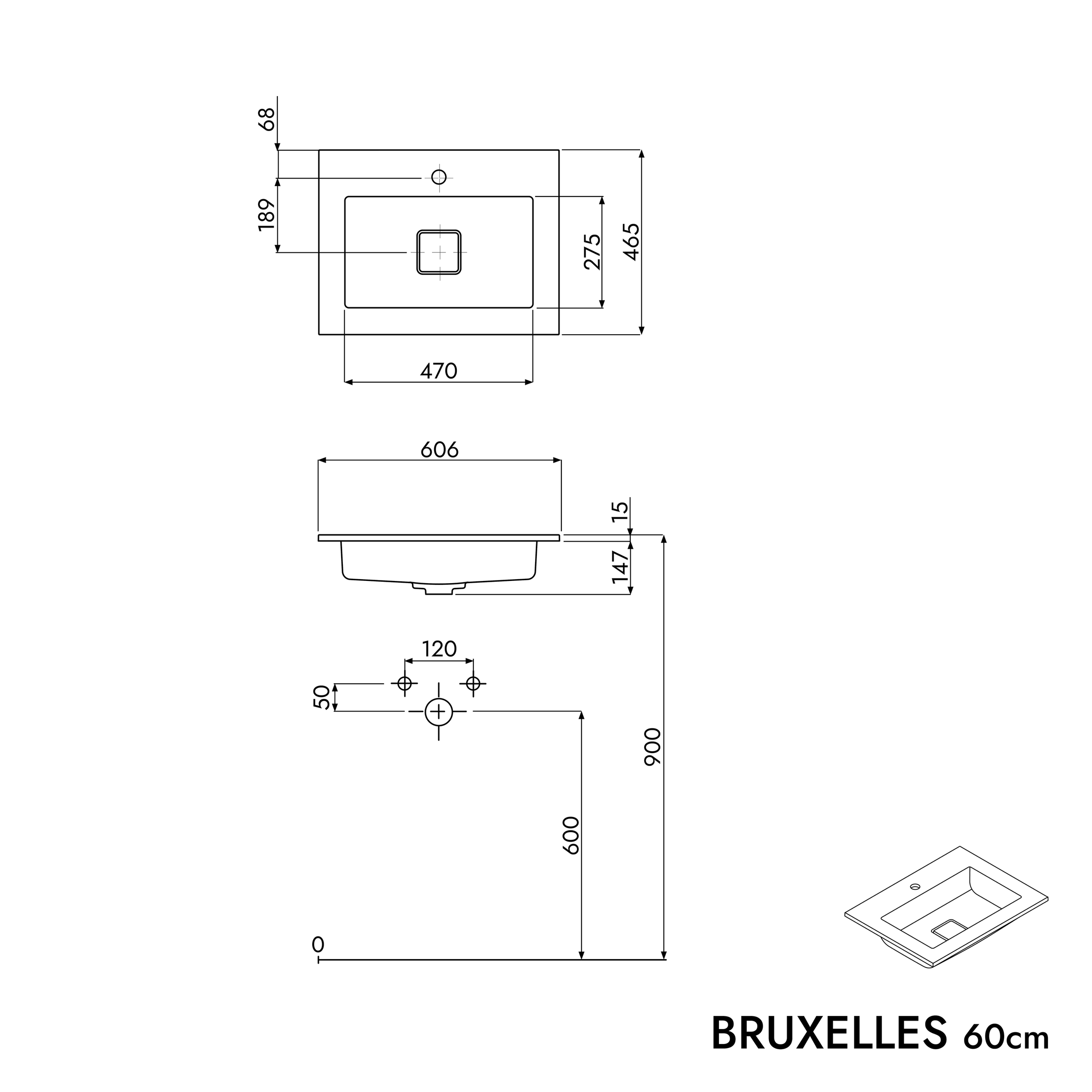 Badkamermeubel onderkast LAVOA 60 cm