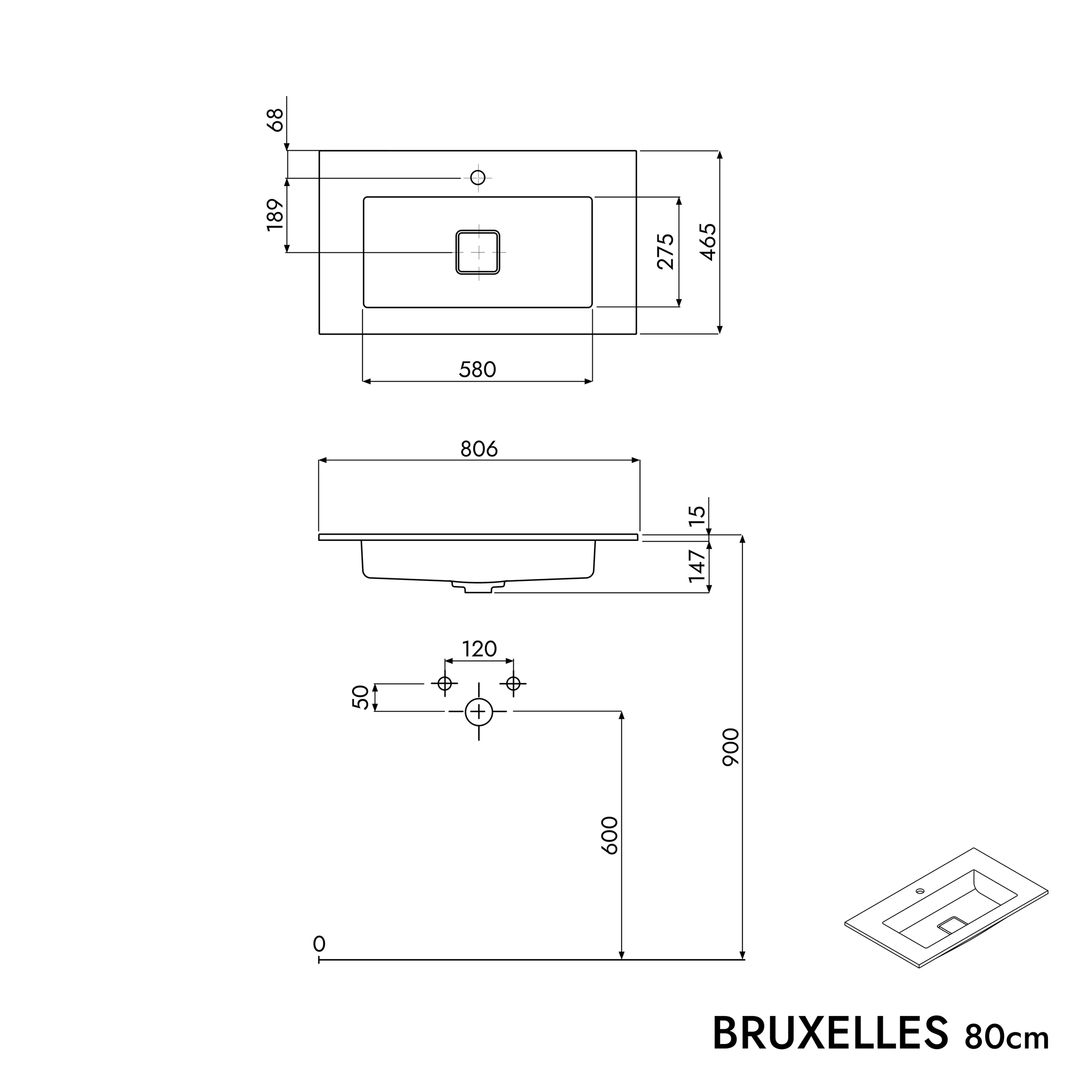 Badkamermeubel onderkast LAVOA 80 cm