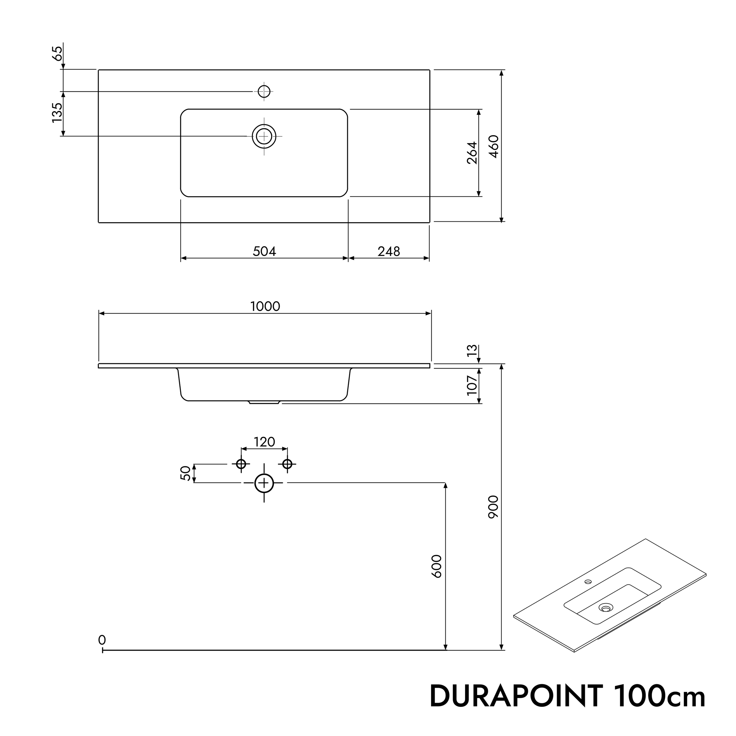 Duravit wastafel met wastafelonderkast TIM 100 cm