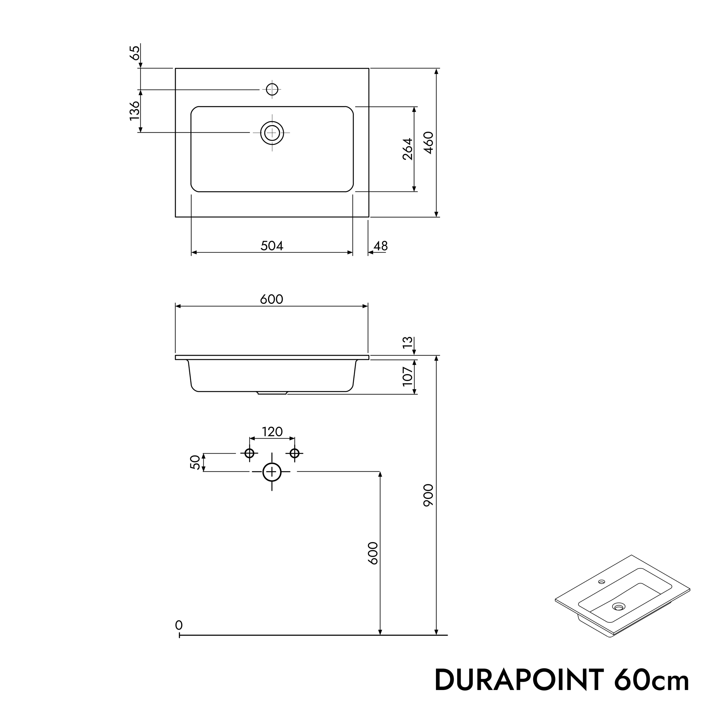 Duravit wastafel met wastafelonderkast TIM 60 cm