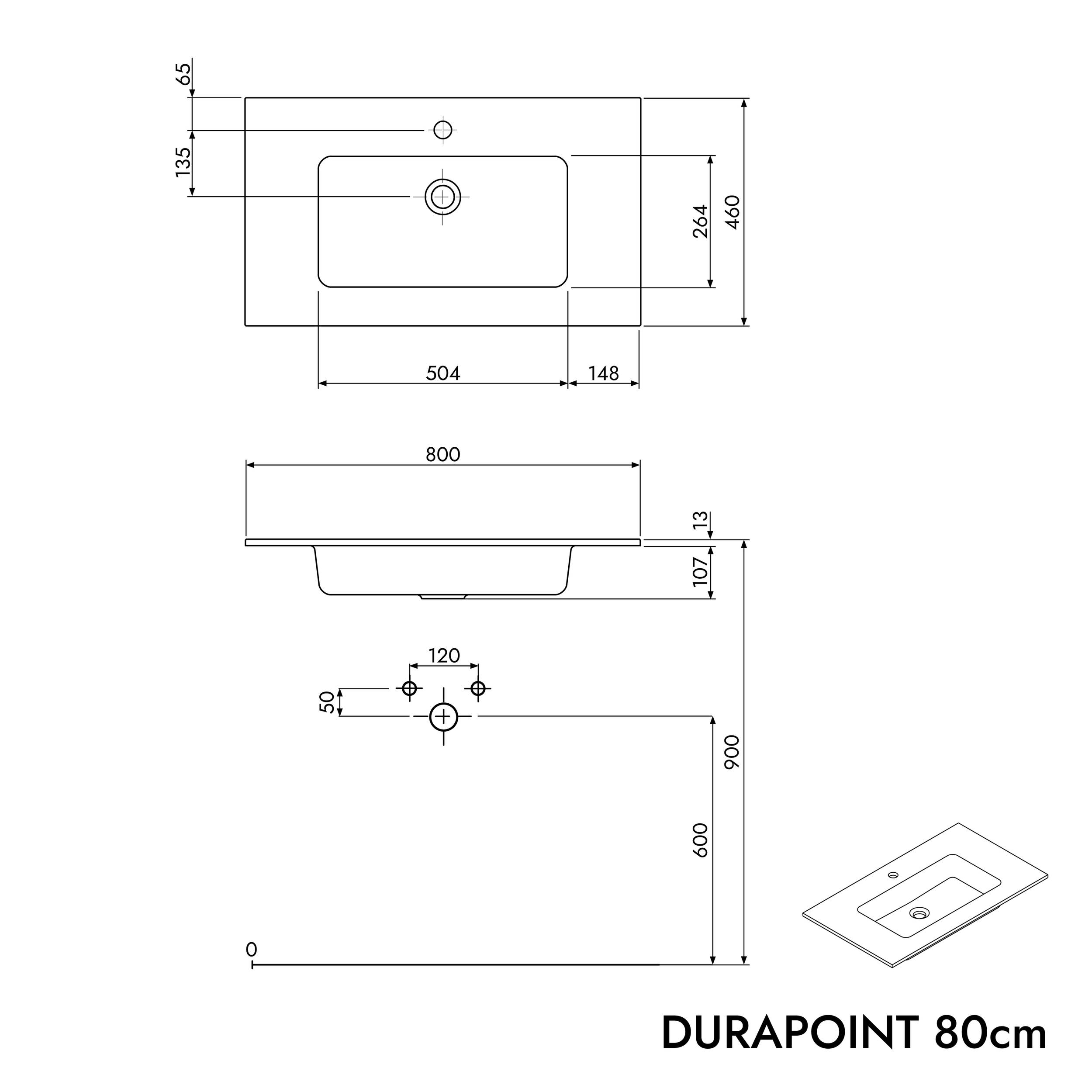 Duravit wastafel met onderkast TIM 80 cm