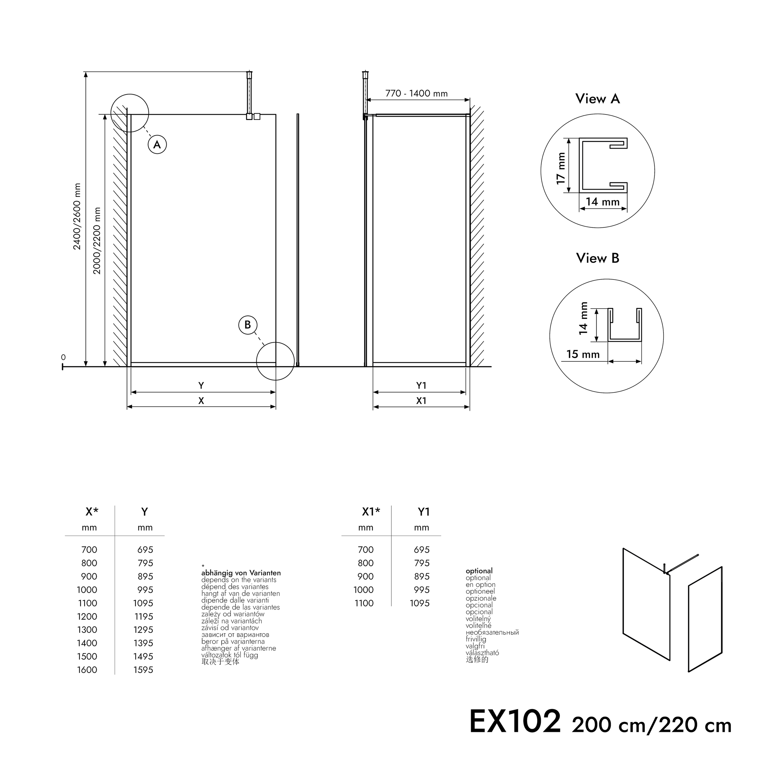 Inloop 10 mm Nano helder glas EX102-2