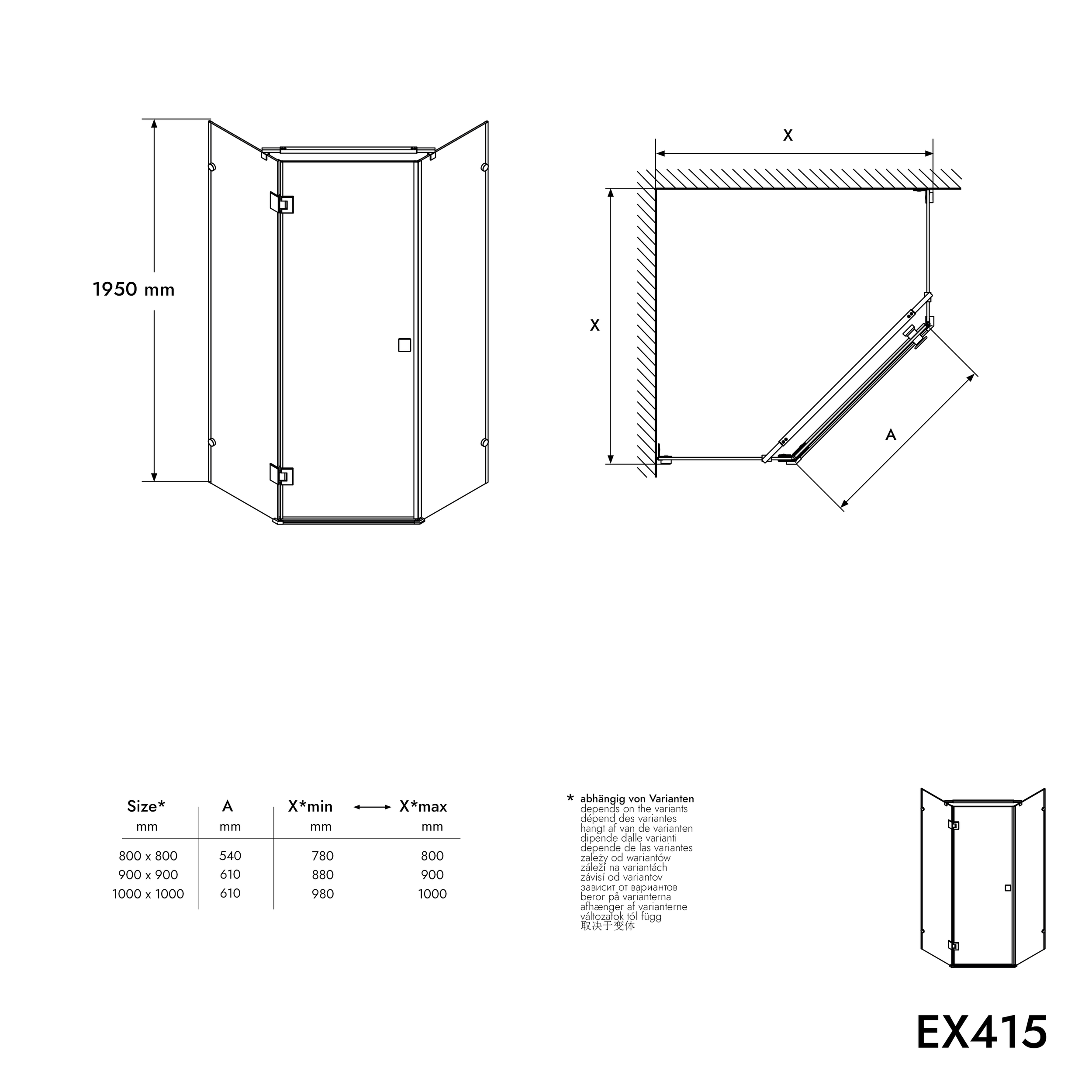 Vijfhoekige douchecabine EX415