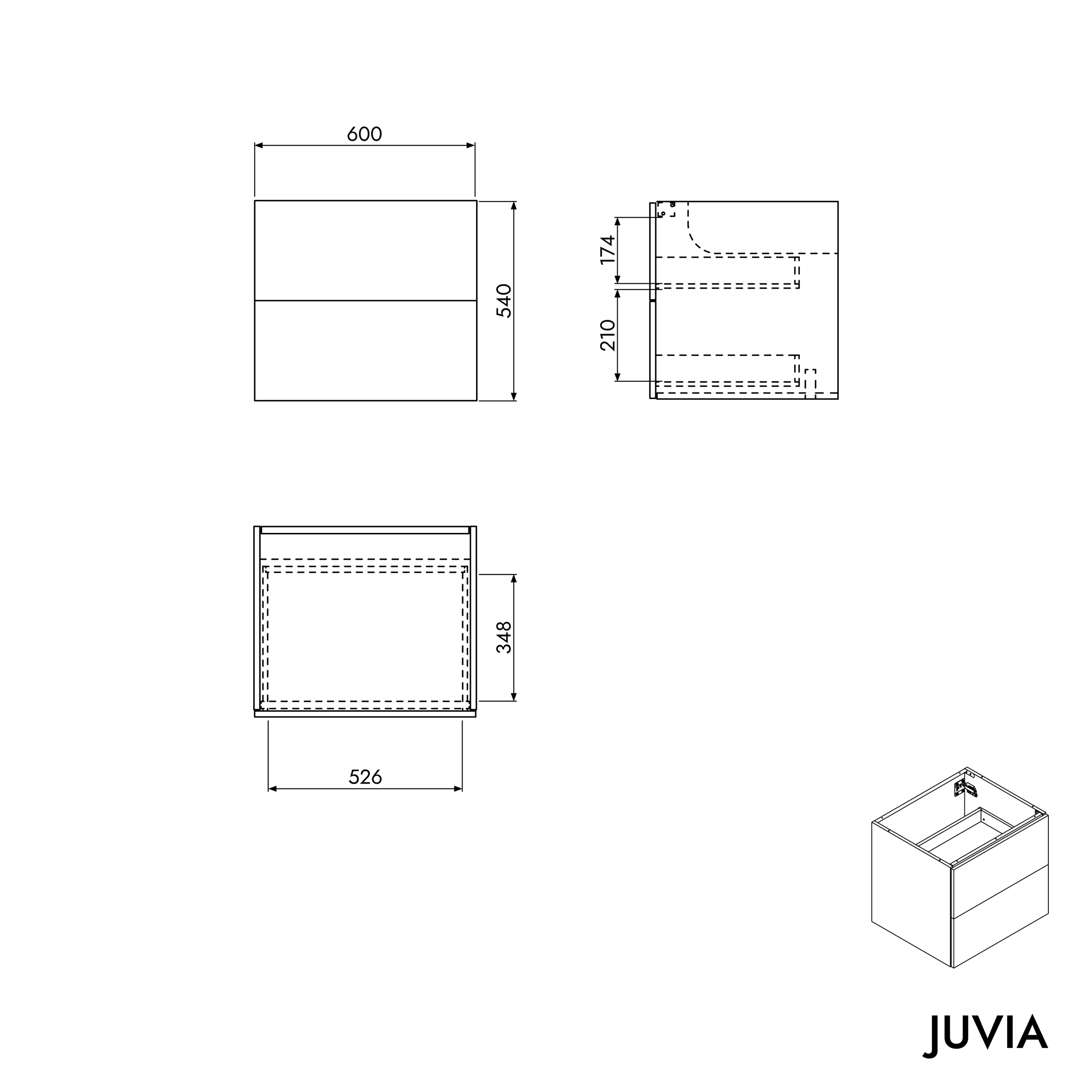 Wastafelonderkast JUVIA Shift 120 cm tot 160 cm