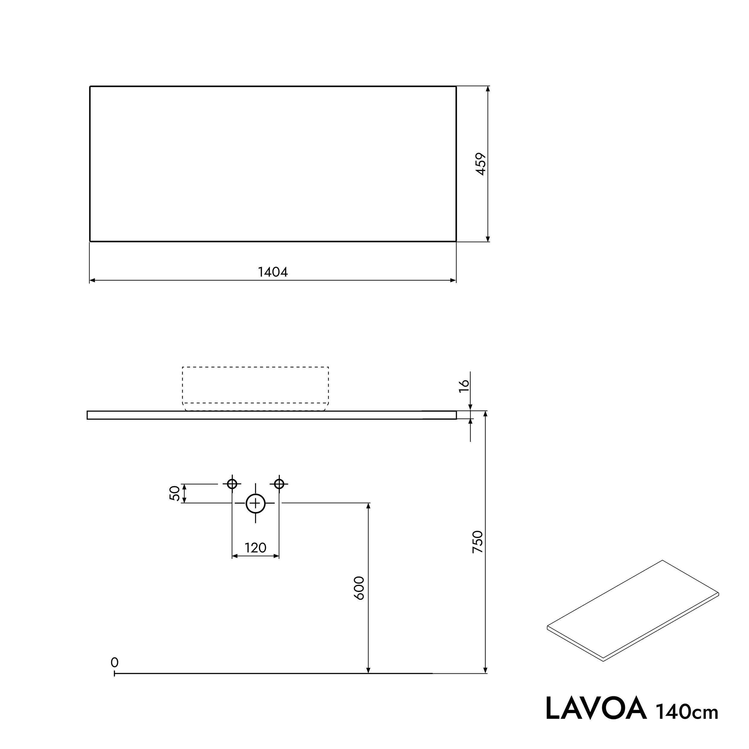 Badkamermeubel onderkast LAVOA 140 cm