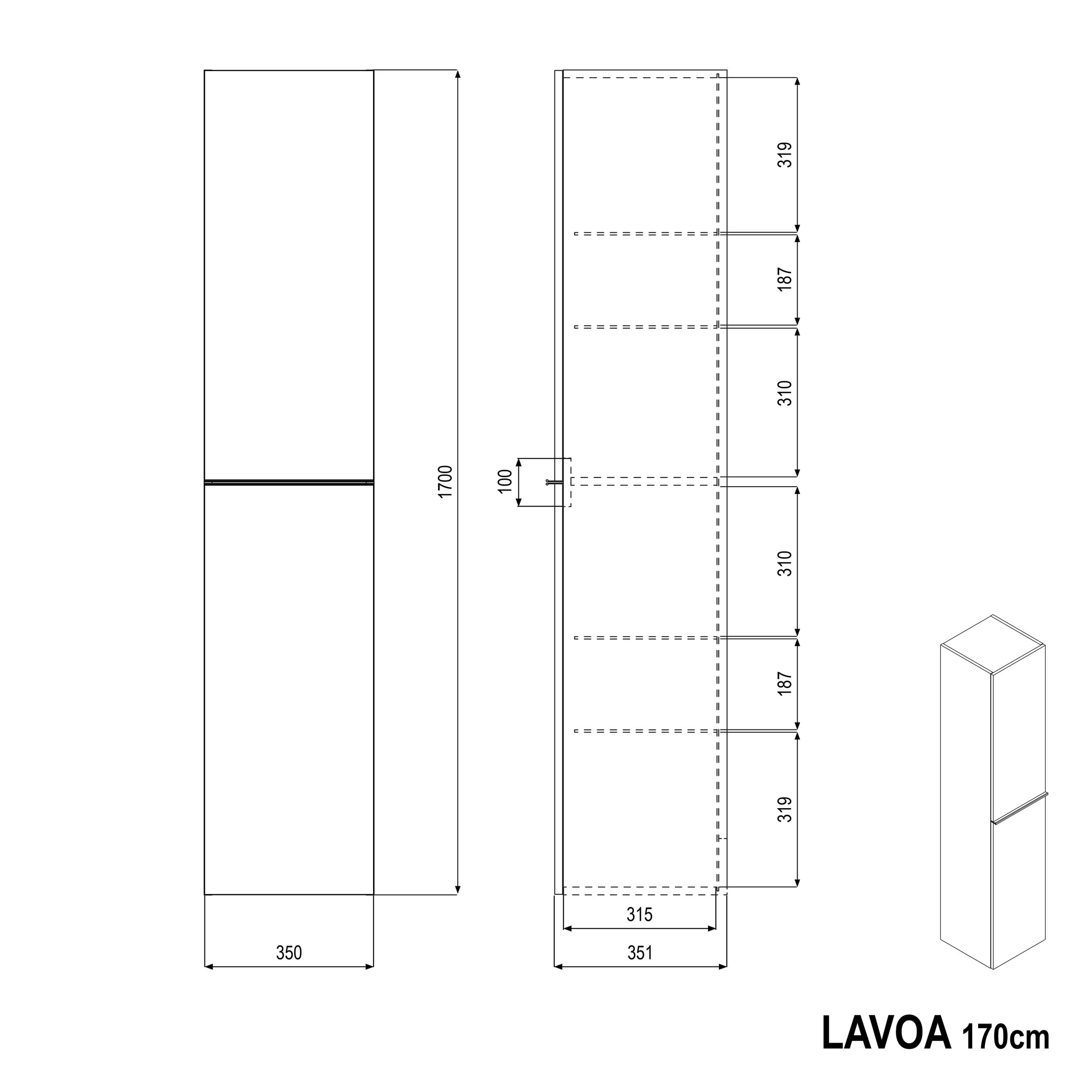 Hoge kast LAVOA 170 cm