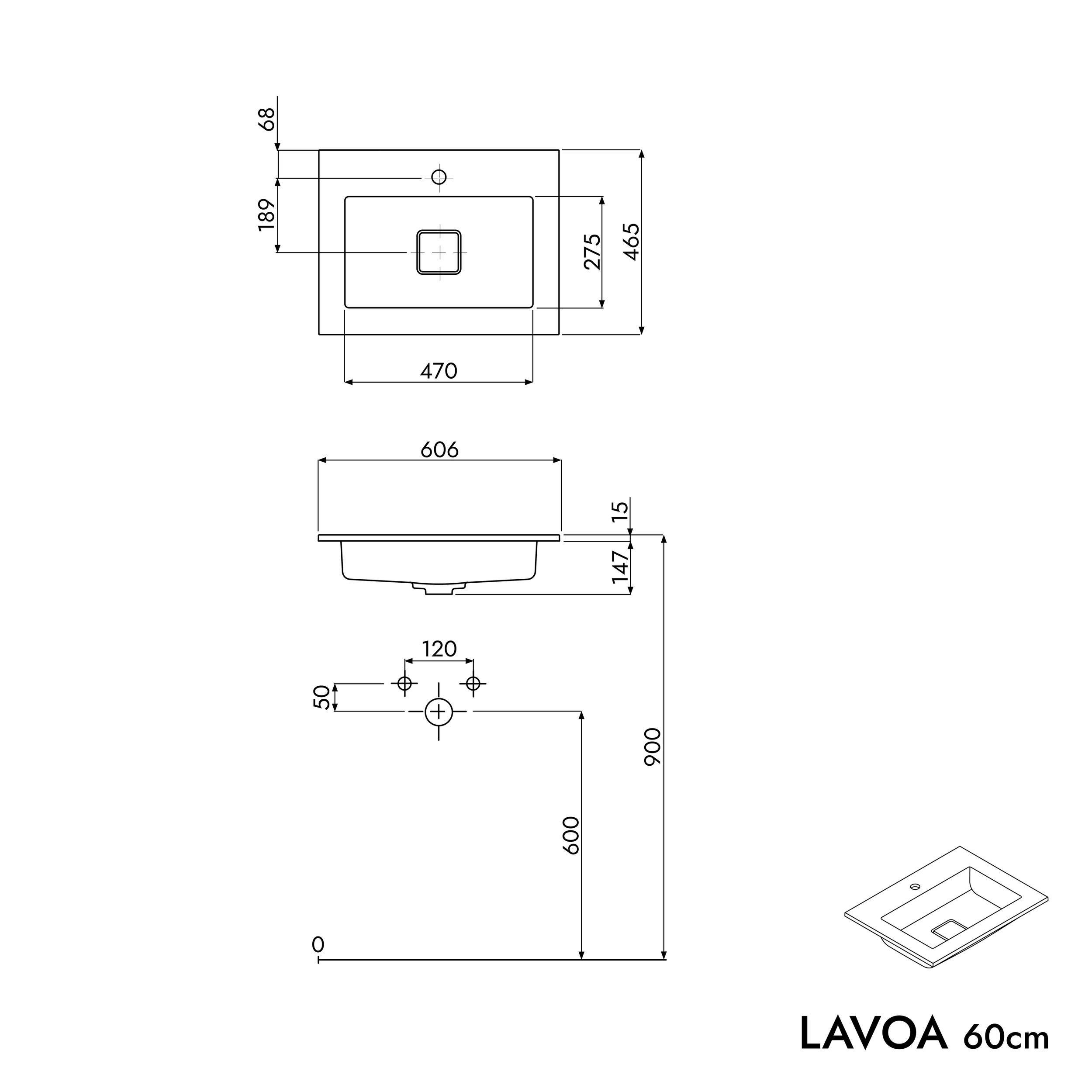 Badkamermeubel onderkast LAVOA 60 cm