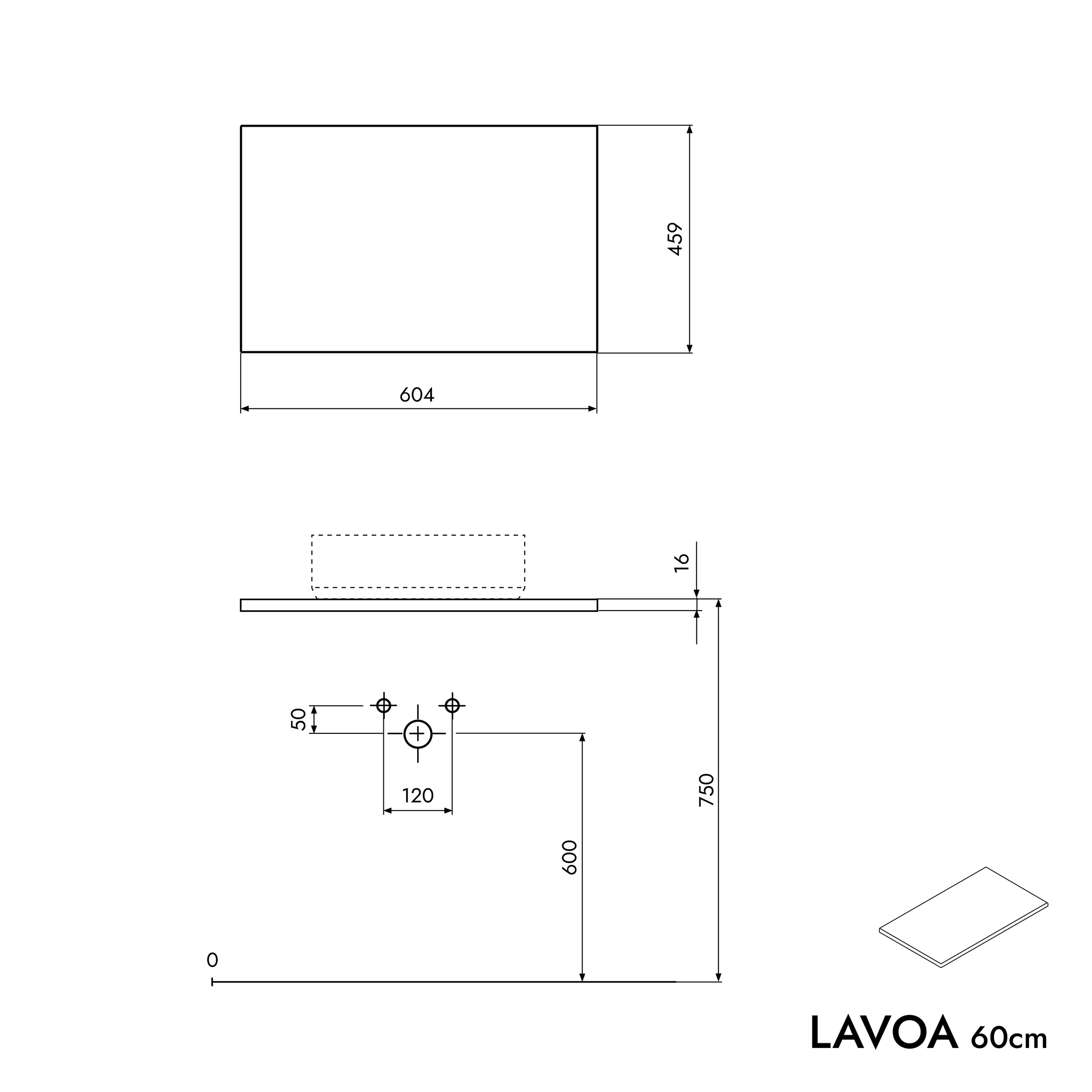 Badkamermeubel wastafel LAVOA 60 cm