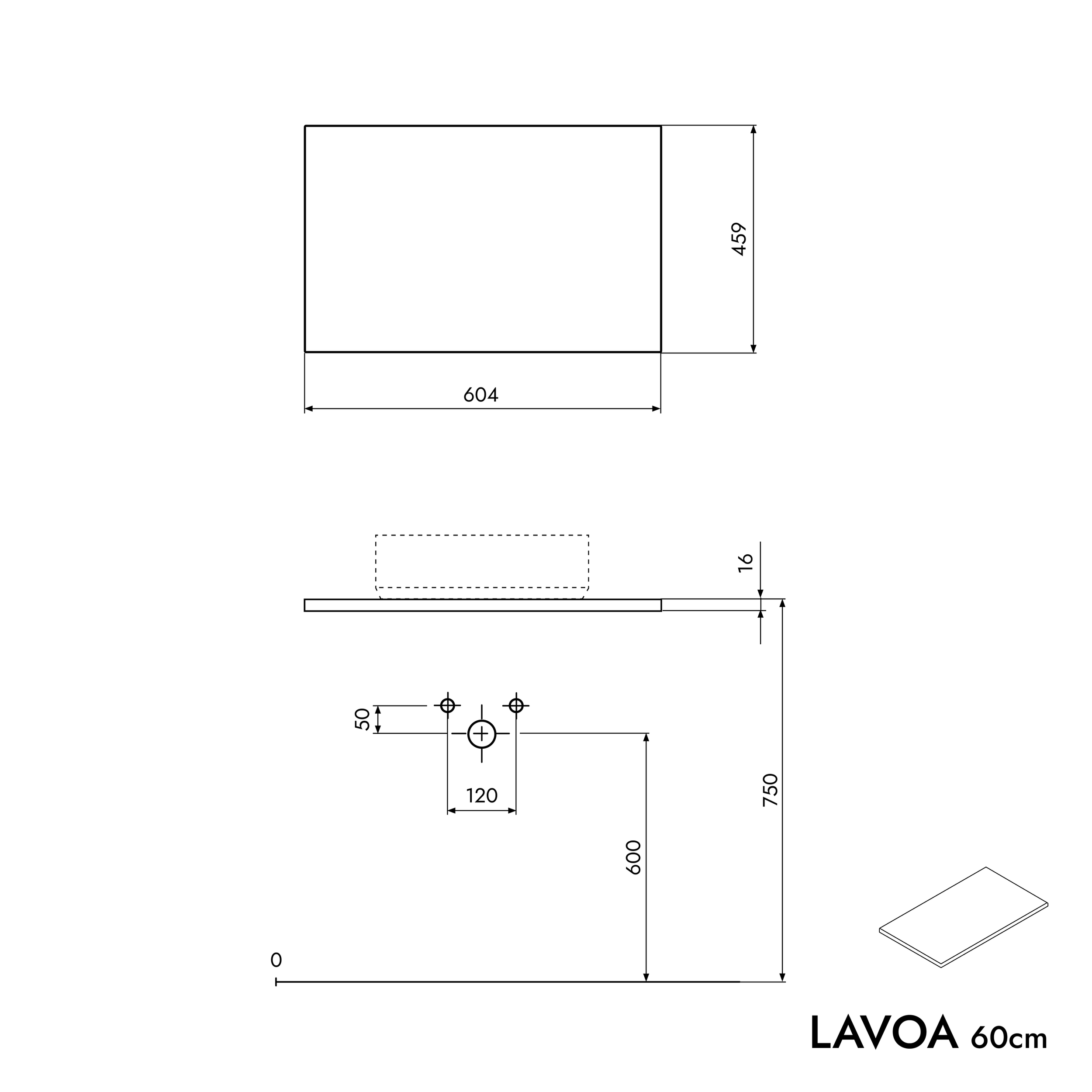 Badkamermeubel wastafel LAVOA 60 cm