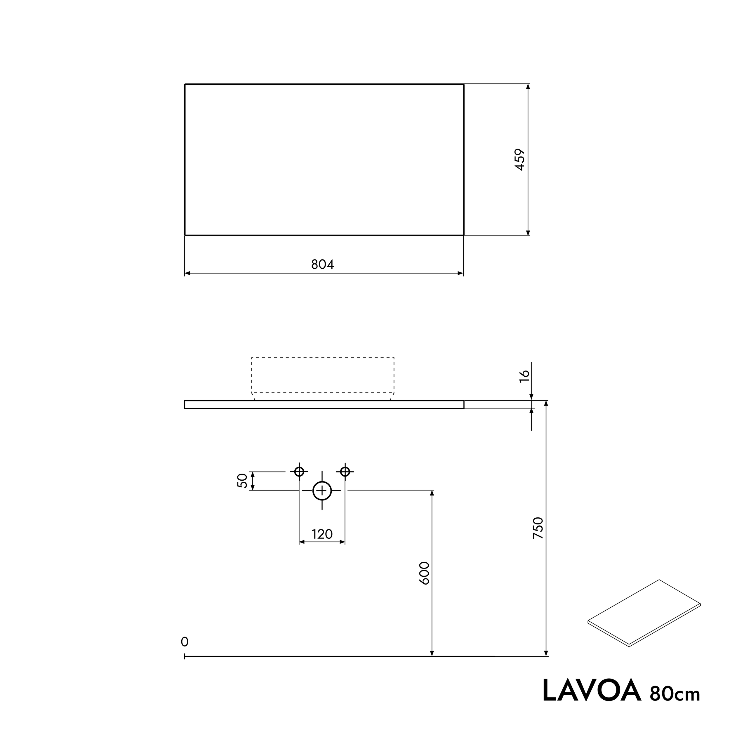 Badkamermeubel badmeubel LAVOA 80 cm