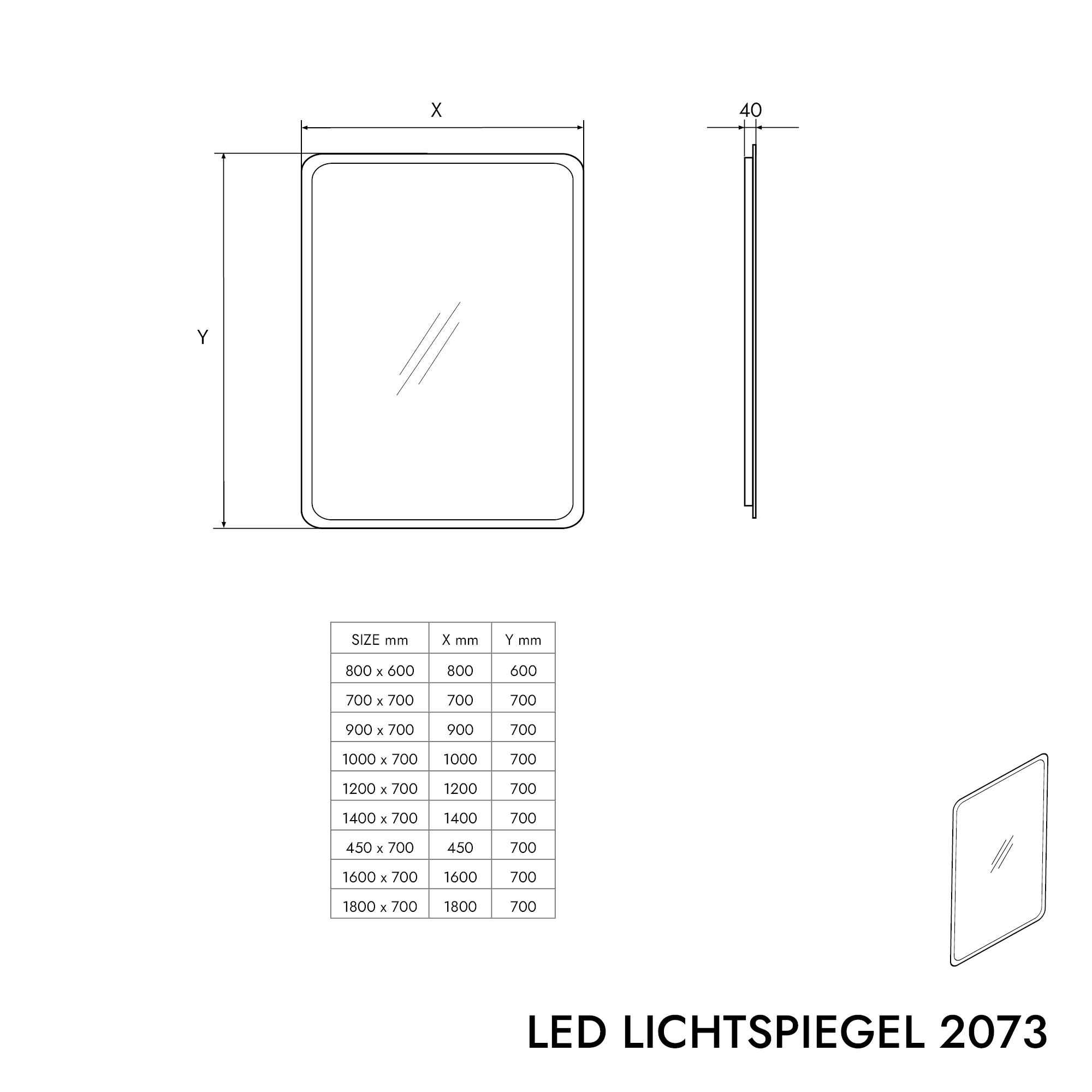 LED lichtspiegel badspiegel 2073