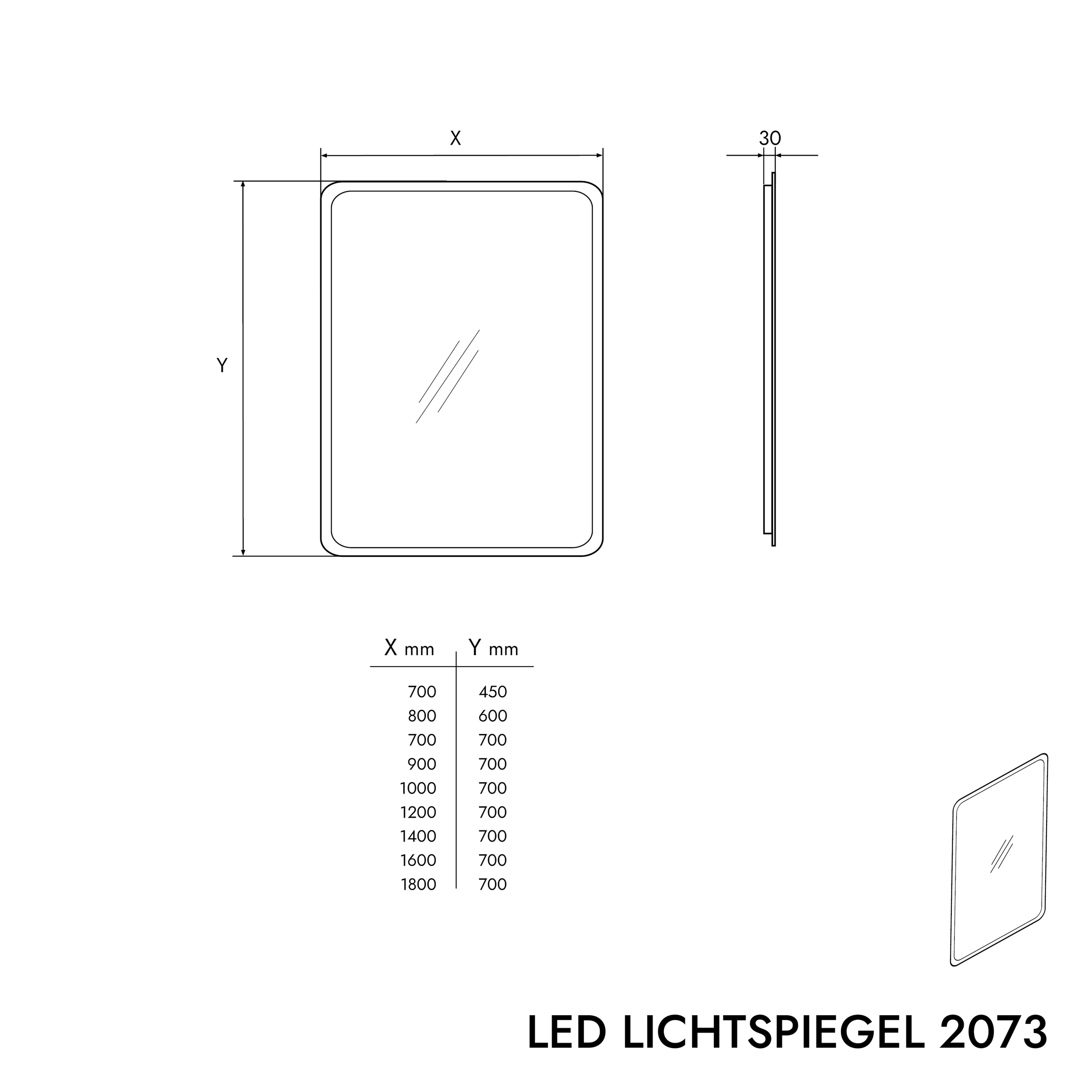 LED verlichte badkamerspiegel 2073