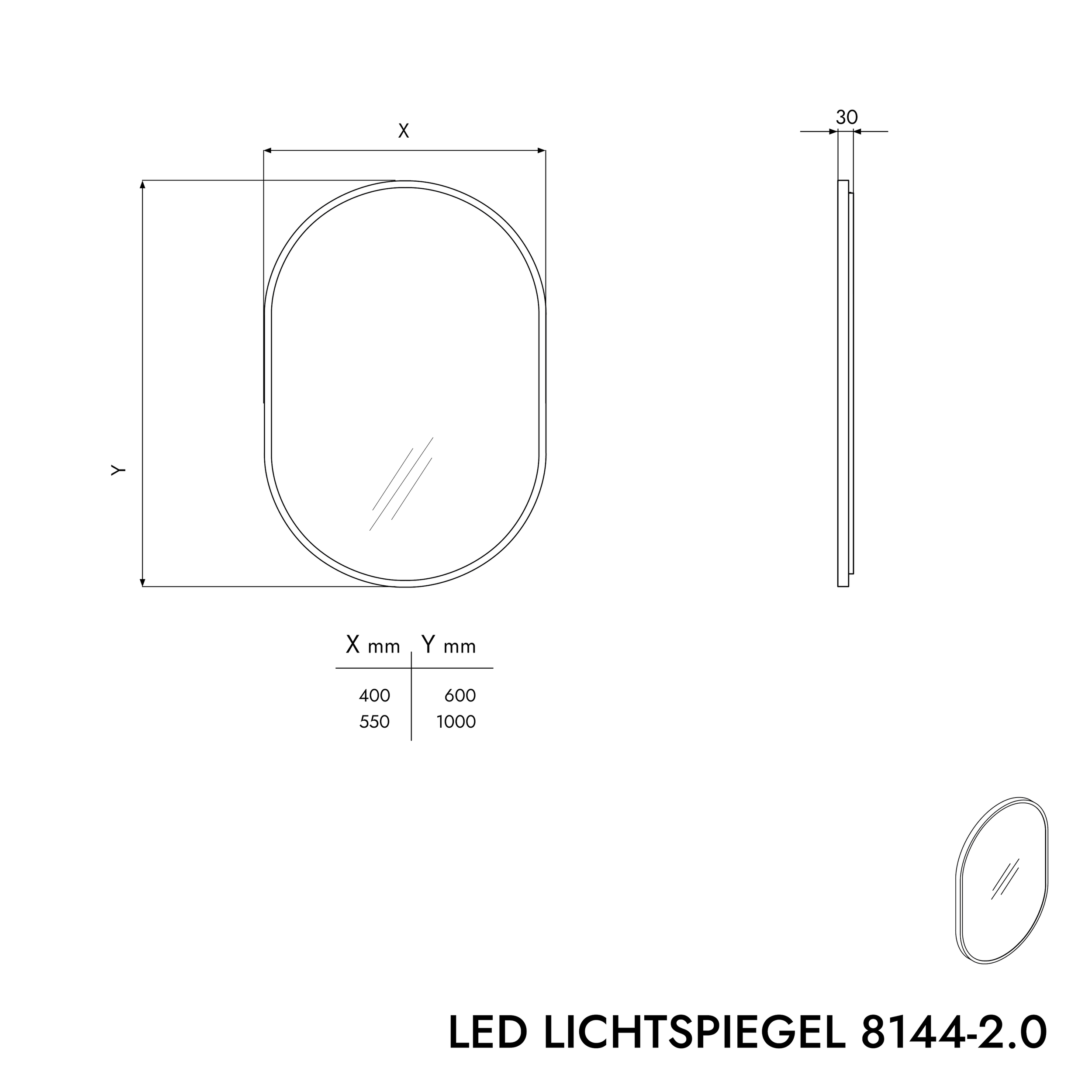 LED-verlichte spiegel 8144-2.0 Ovaal