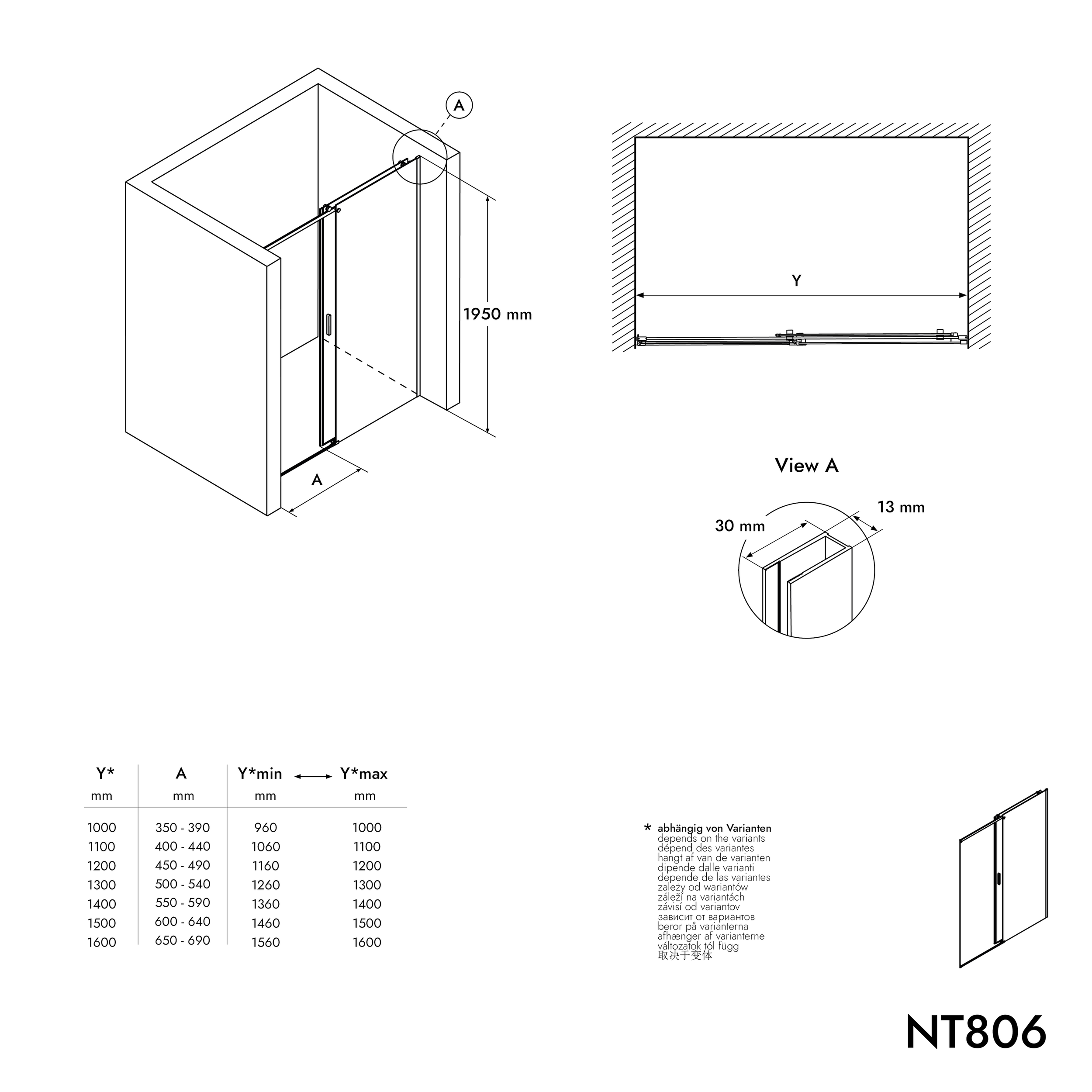 Nisdouche met schuifdeur NT806 FLEX