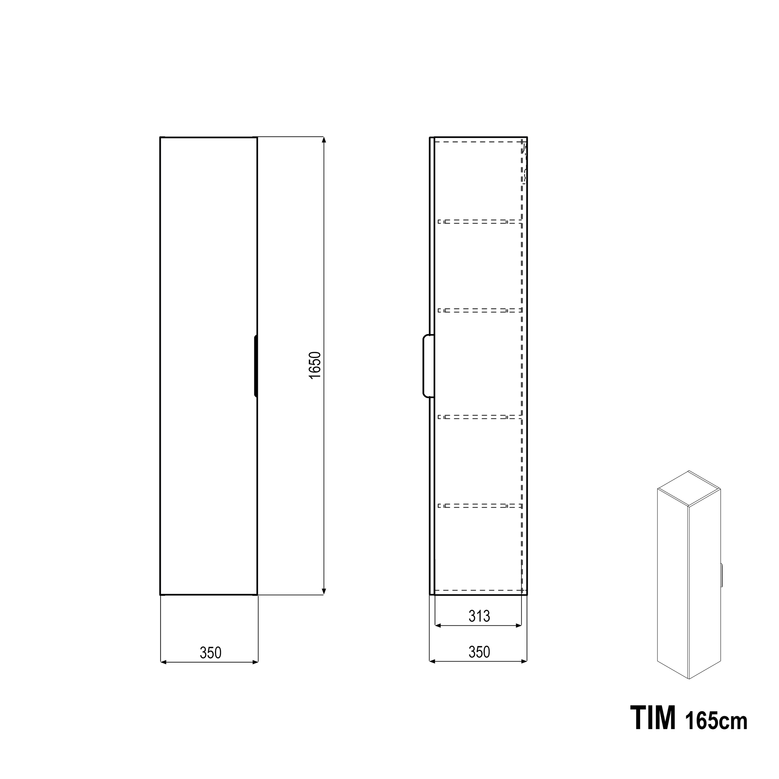 Hoge kast TIM 165 cm