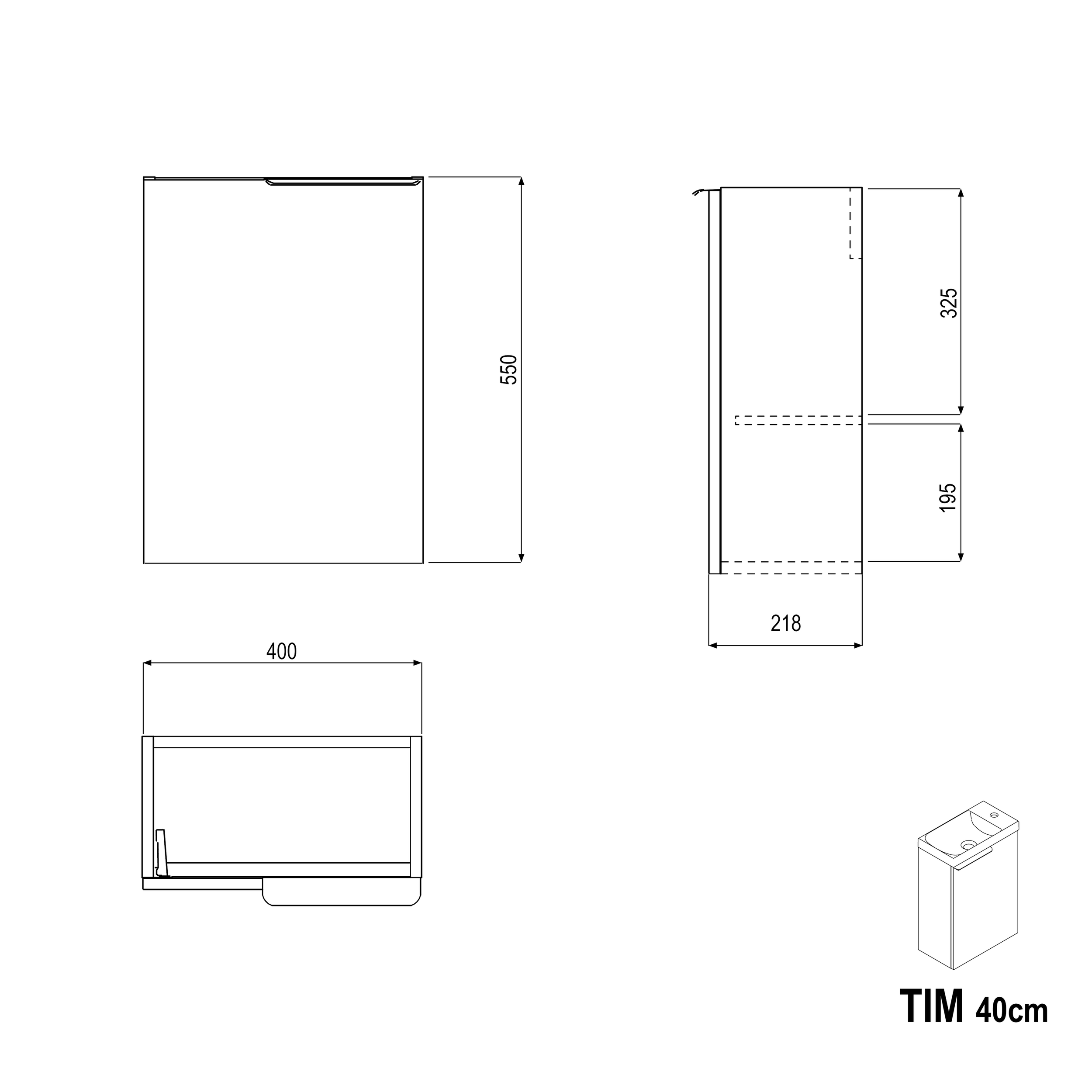 Wastafelonderkast TIM 40 cm