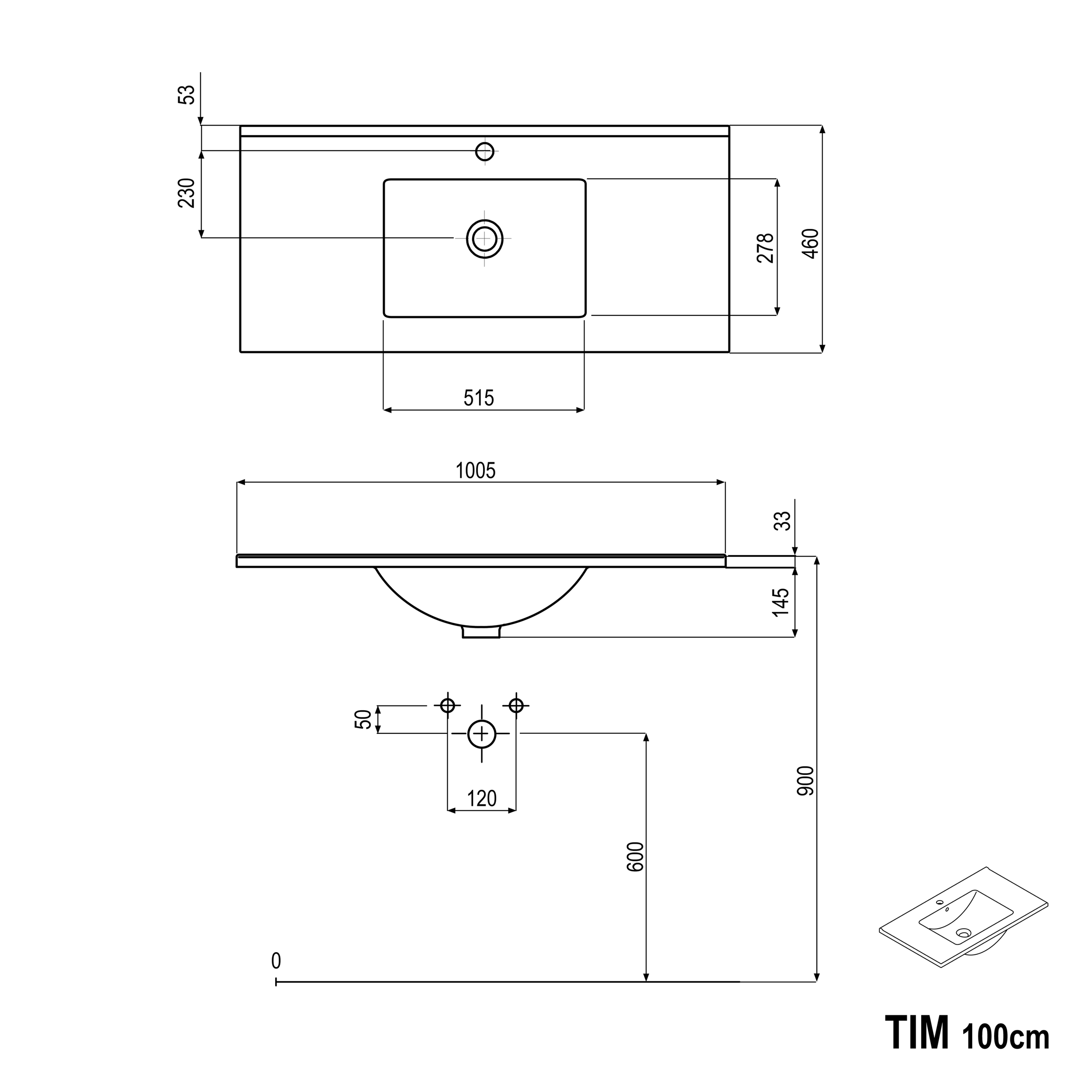 Badmeubelset TIM 100 cm met wastafel
