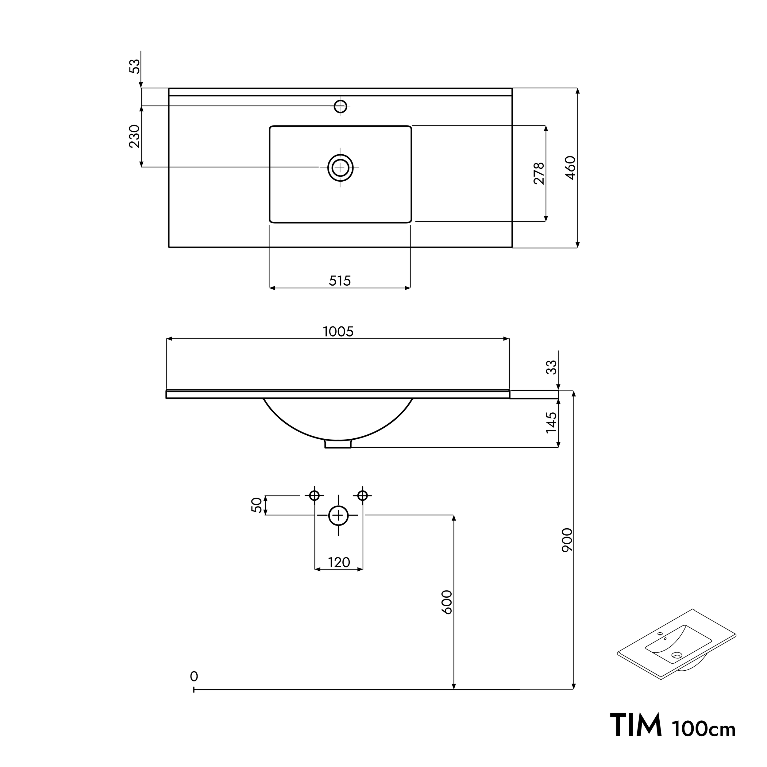 Badmeubelset TIM 100 cm met wastafel