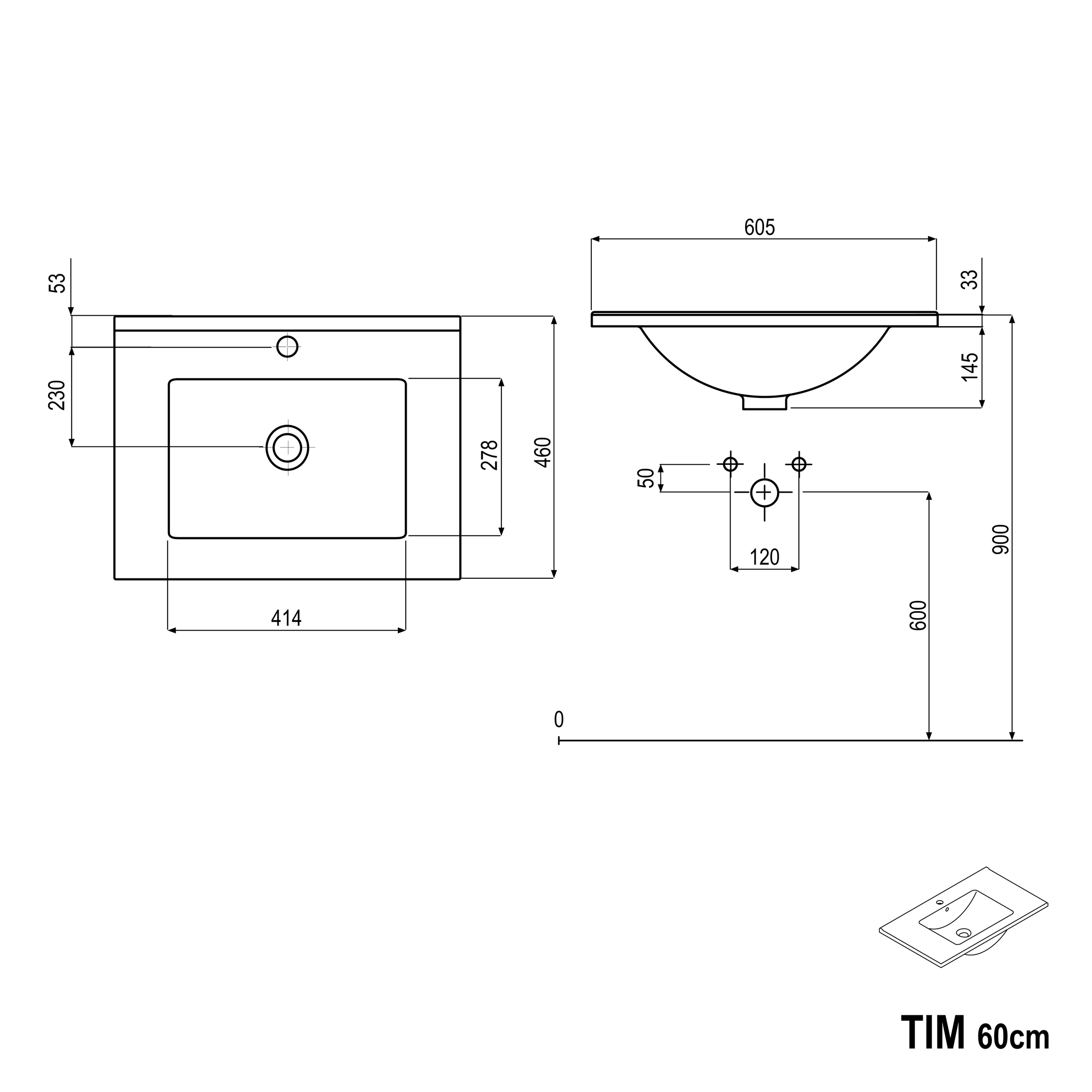 Wastafelonderkast TIM 60 cm