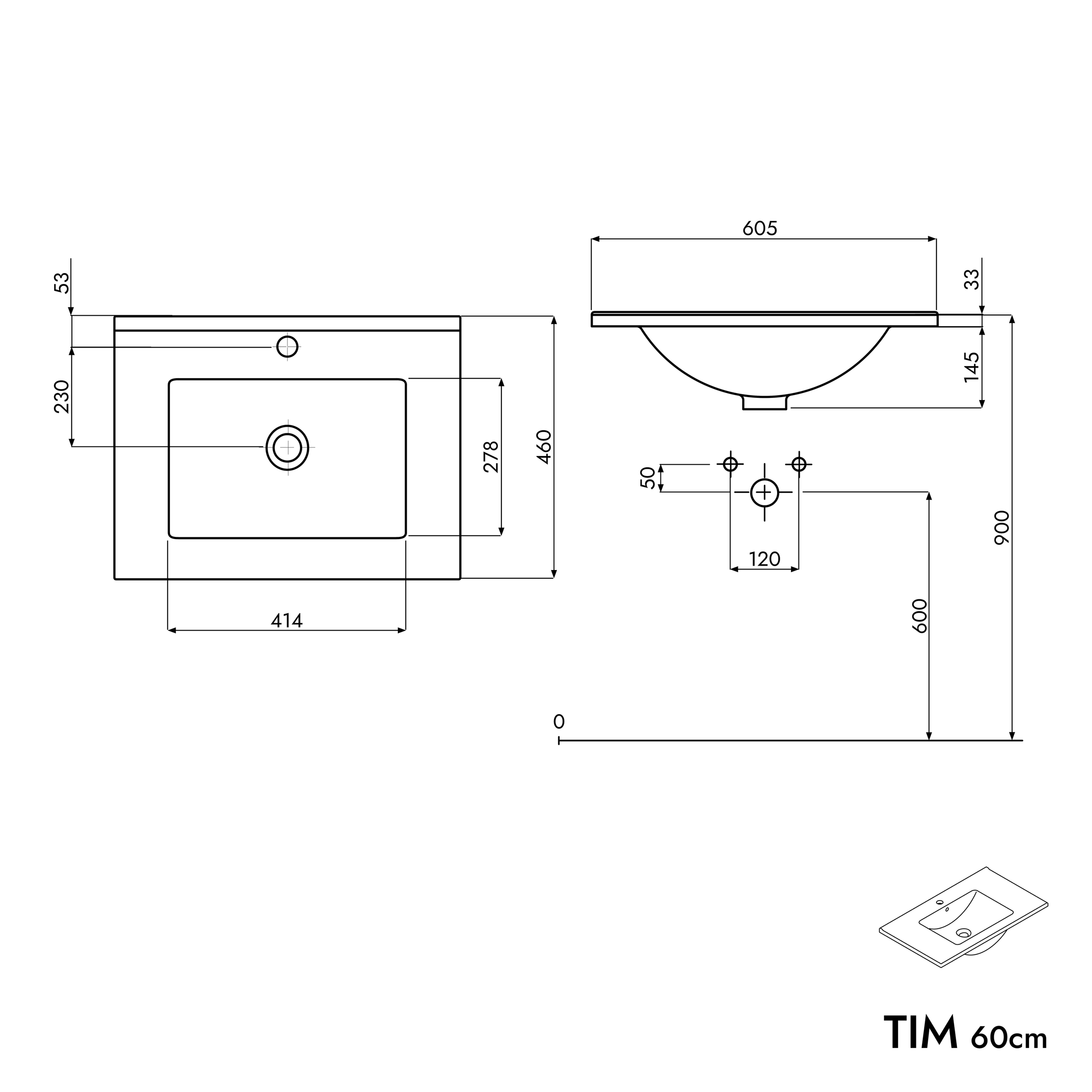 Badmeubelset TIM 60 cm met wastafel
