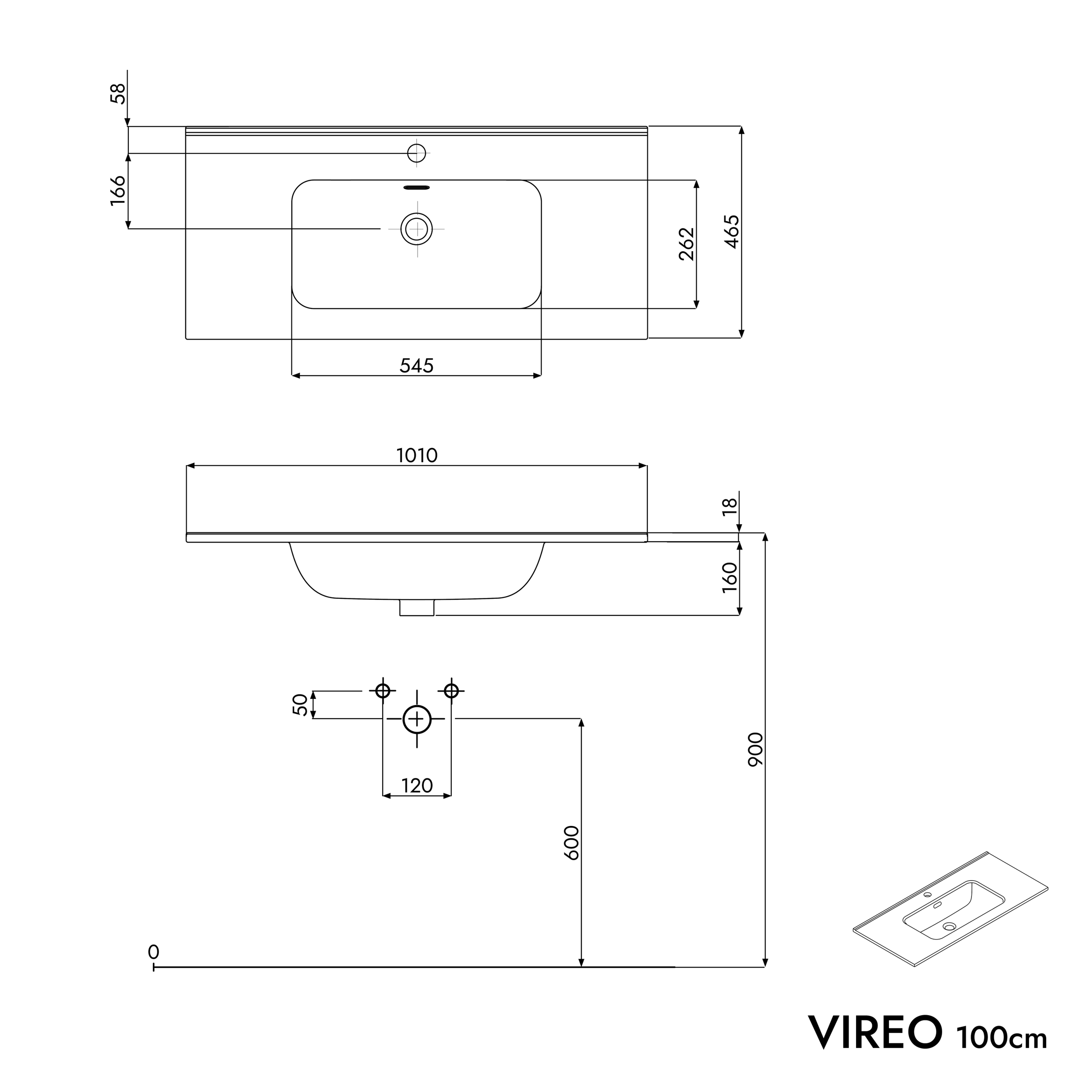 Badmeubelset VIREO 100 cm met wastafel