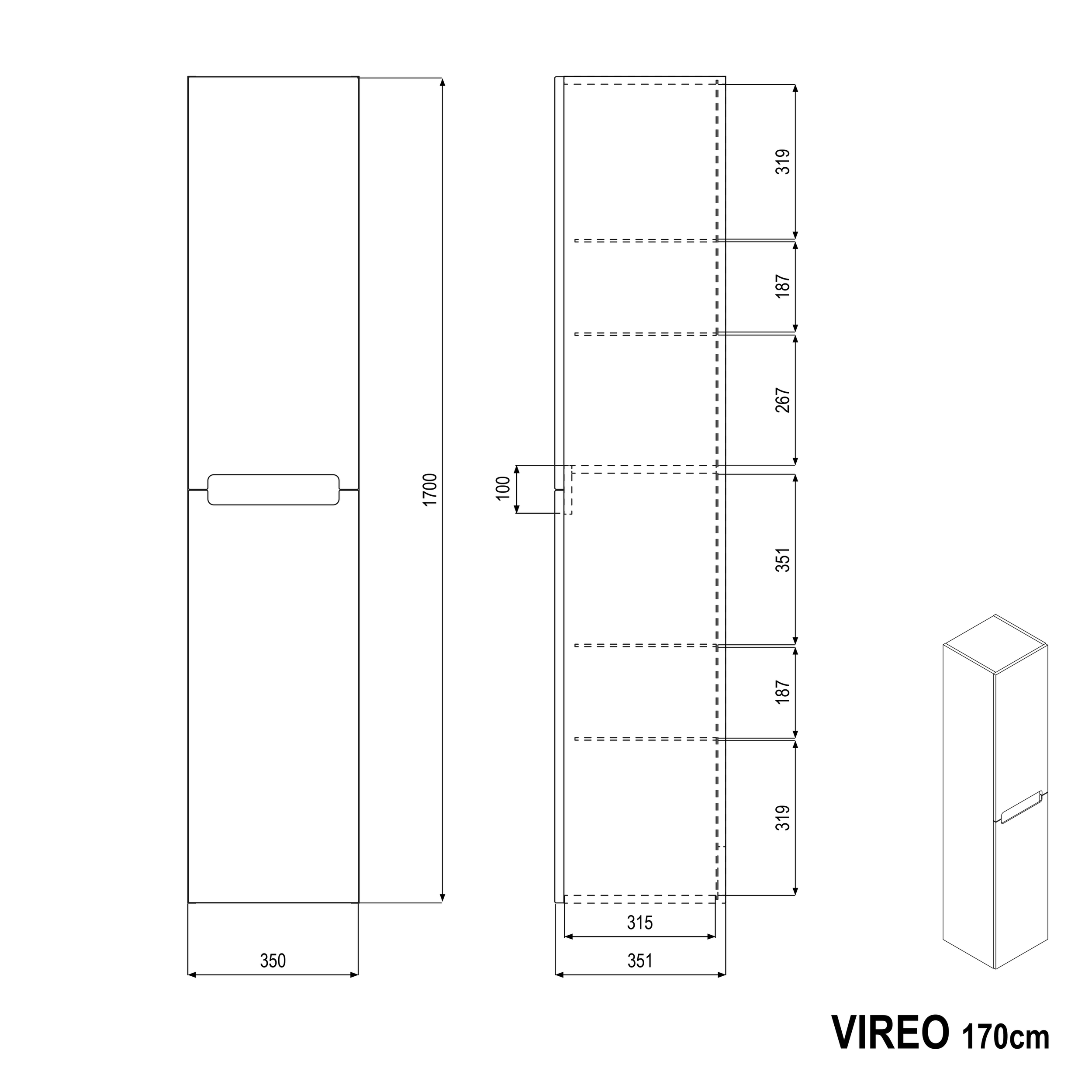 Hoge kast VIREO 170 cm