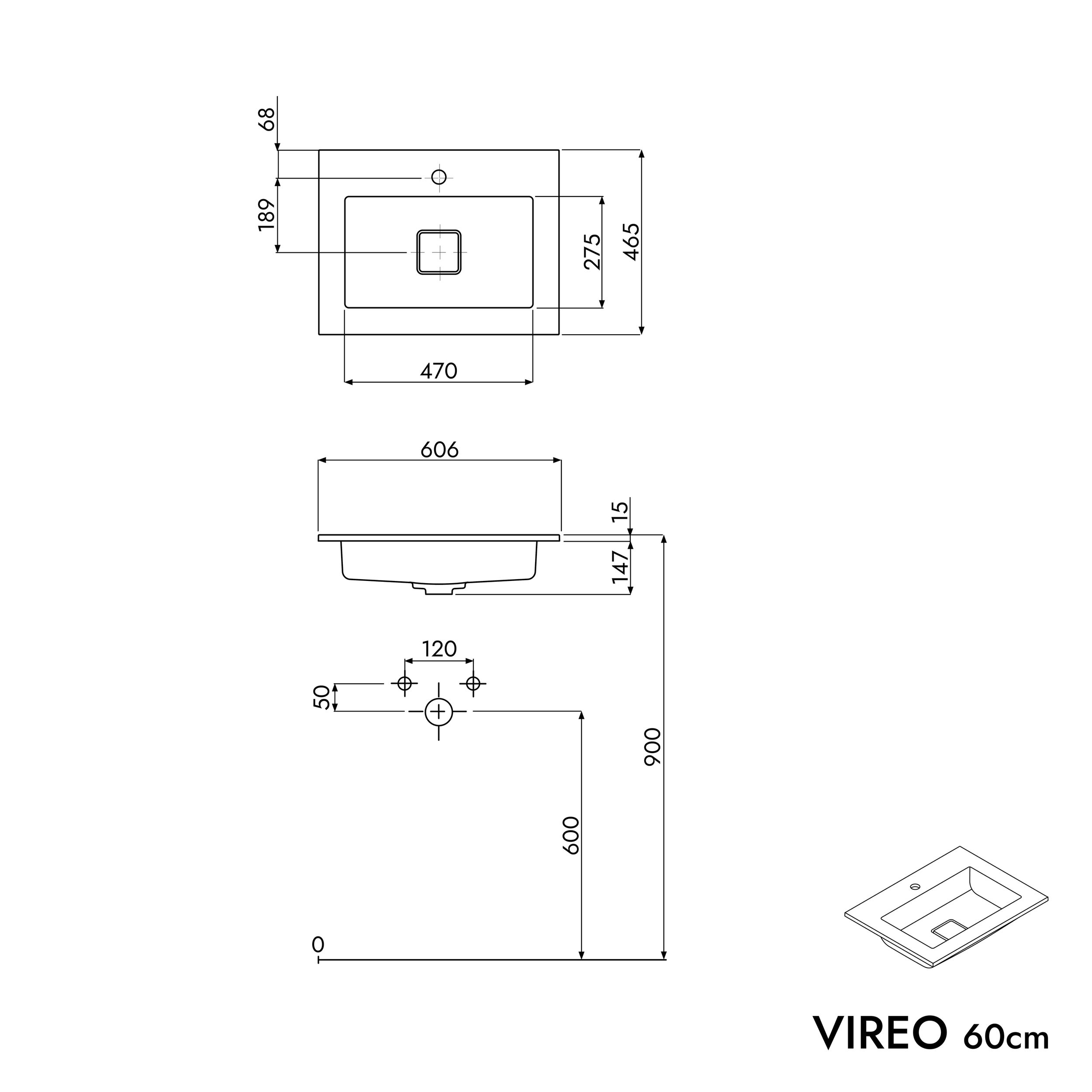 Wastafelonderkast VIREO 60 cm