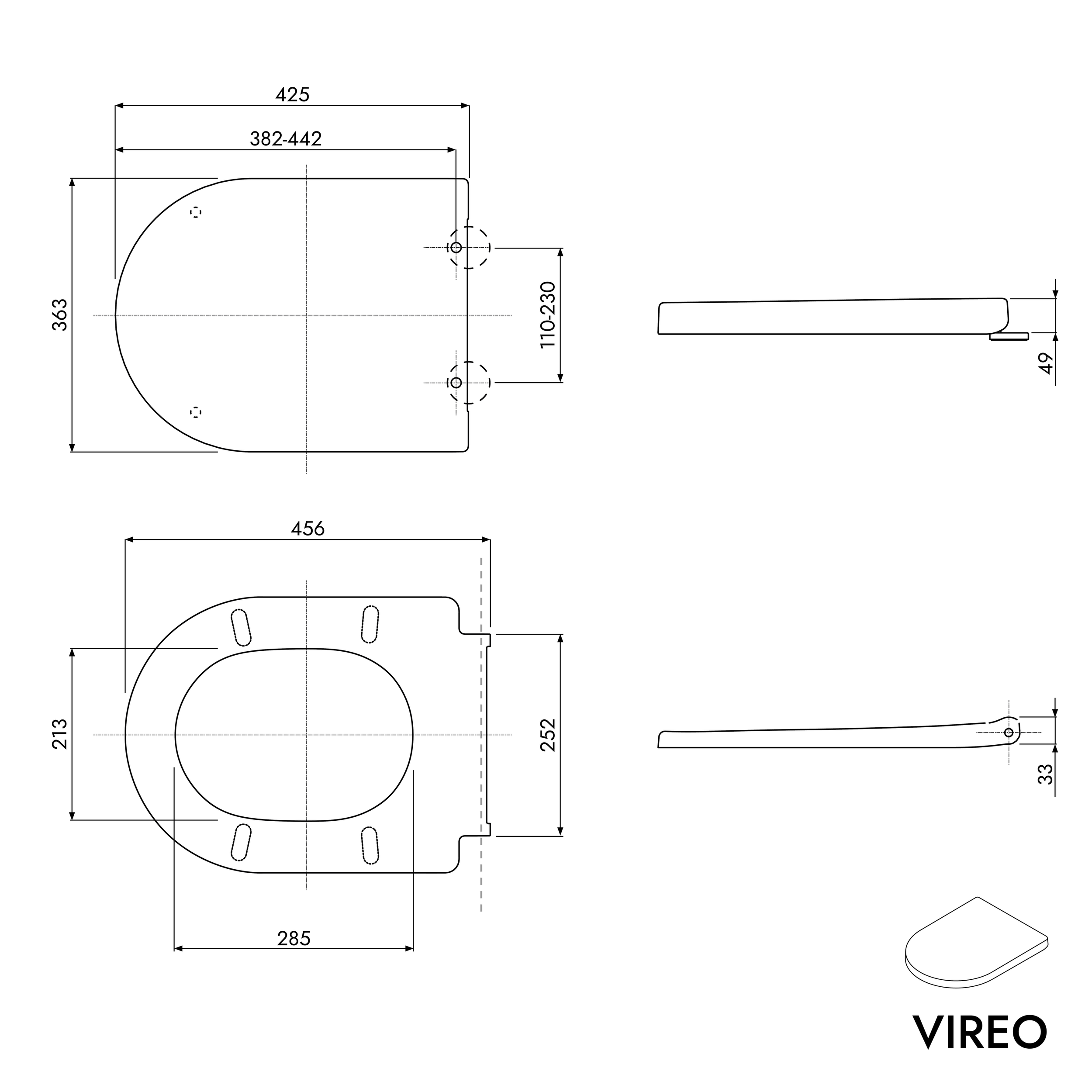 Randloze WC VIREO incl. soft-close WC-zitting met soft-close mechanisme 