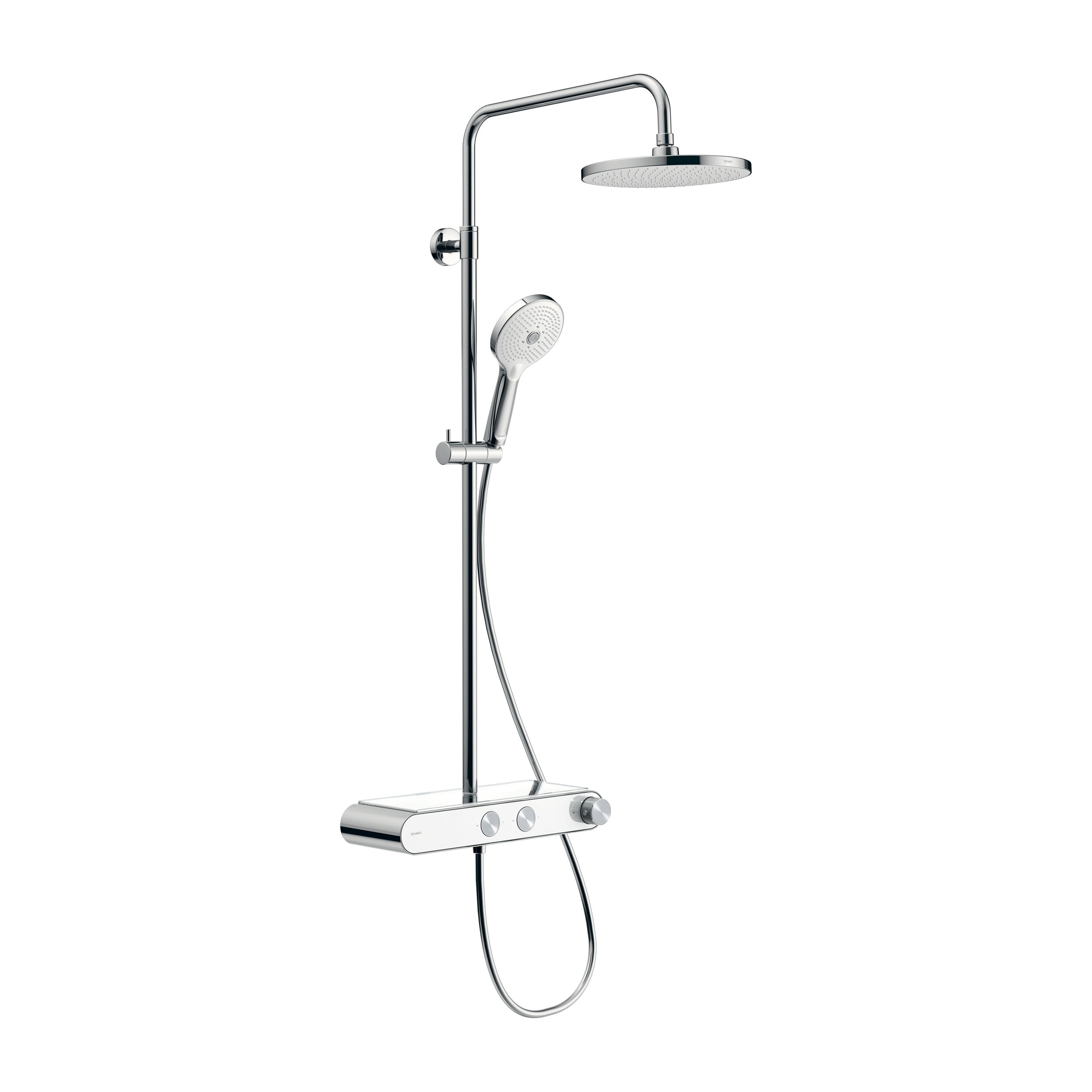 Duravit douchesysteem met thermostaat en glazen planchet