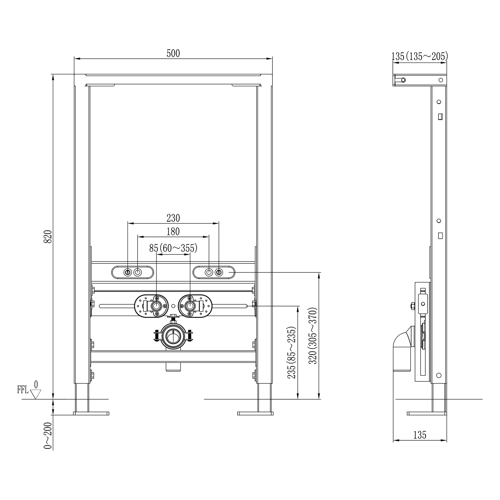 Wand-bidet voorwandelement G30013A