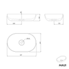 Ovale opbouwwastafel MAUI
