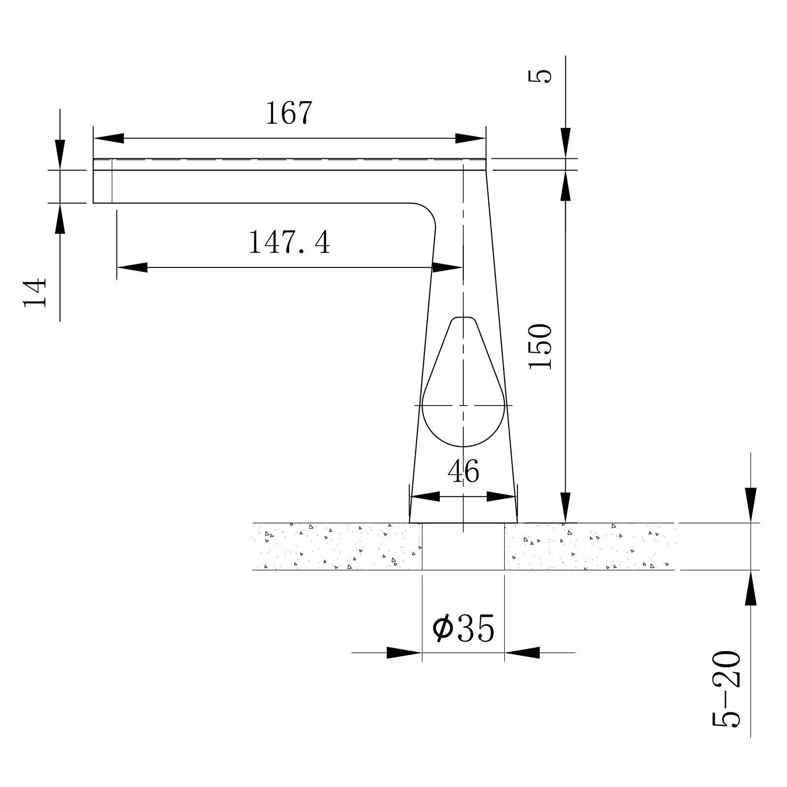 Mengkraan voor wastafel of waskom NT7320 watervaleffect