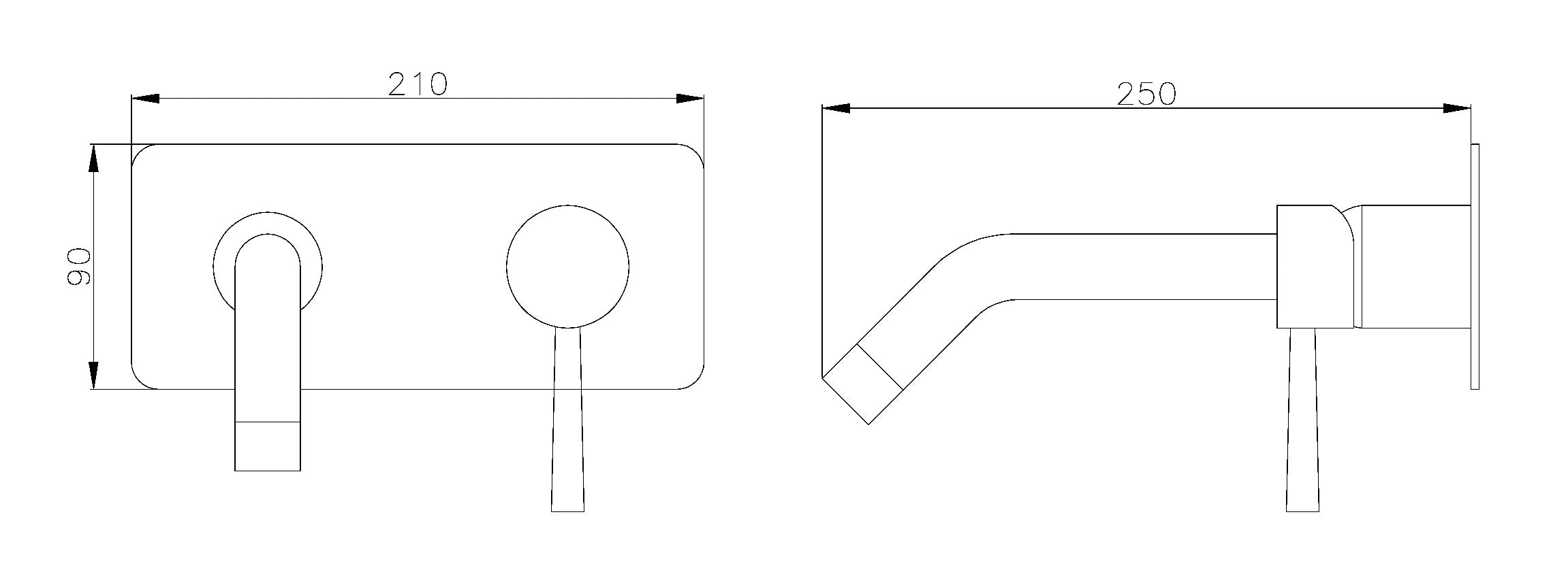 Mengkraan wand 2 gaten voor wastafel XX0539C