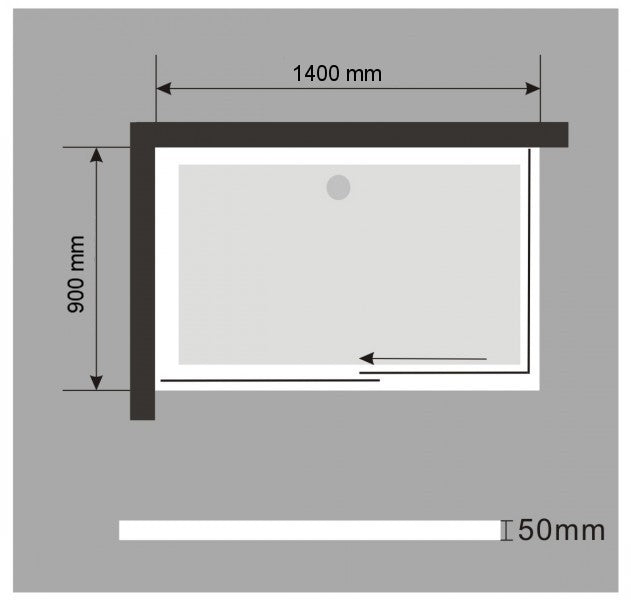 Douchebak - 140 x 90 cm en afvoersysteem